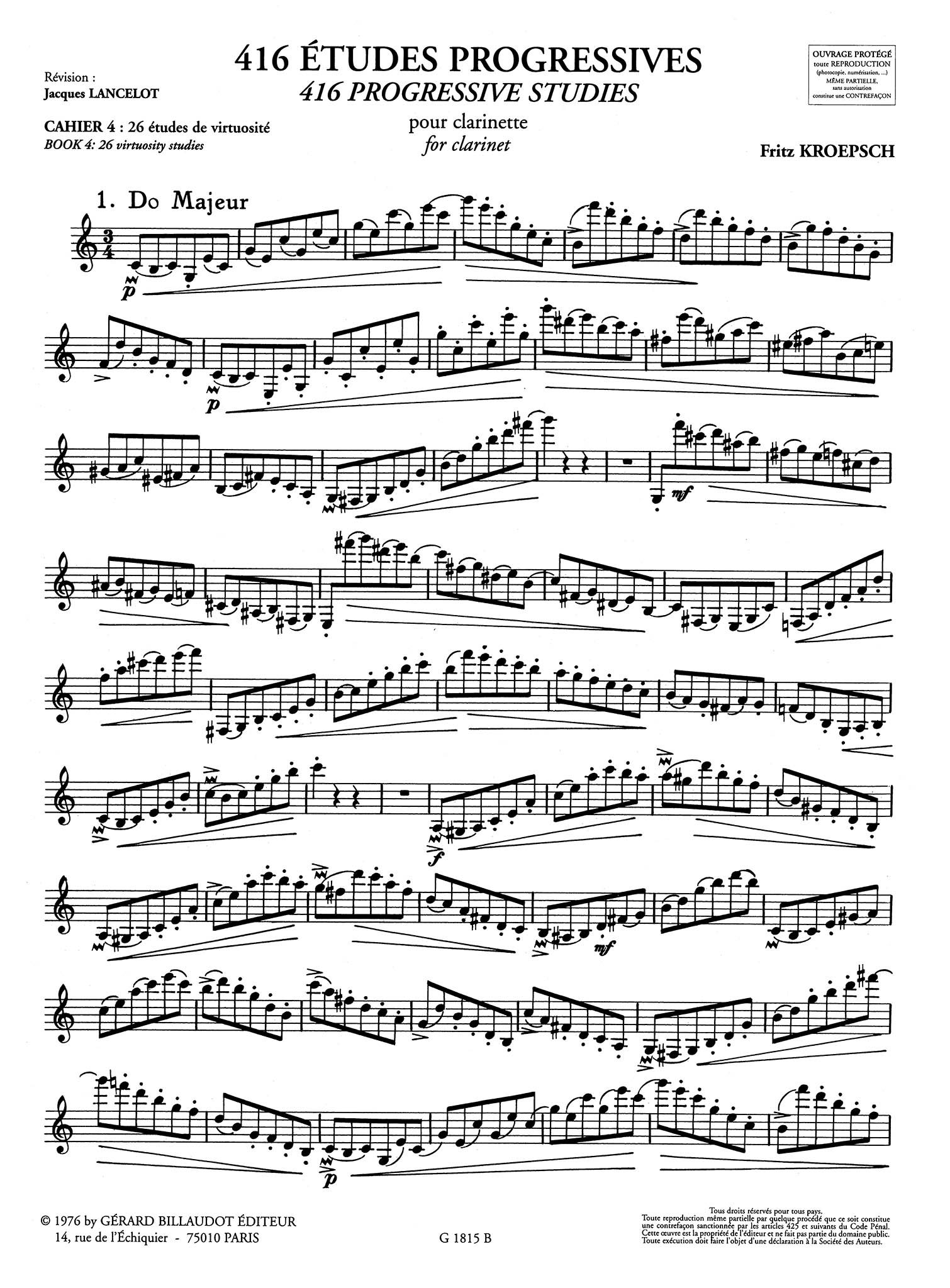 416 Progressive Studies for Clarinet, Book 4: 26 Exercises Page 3
