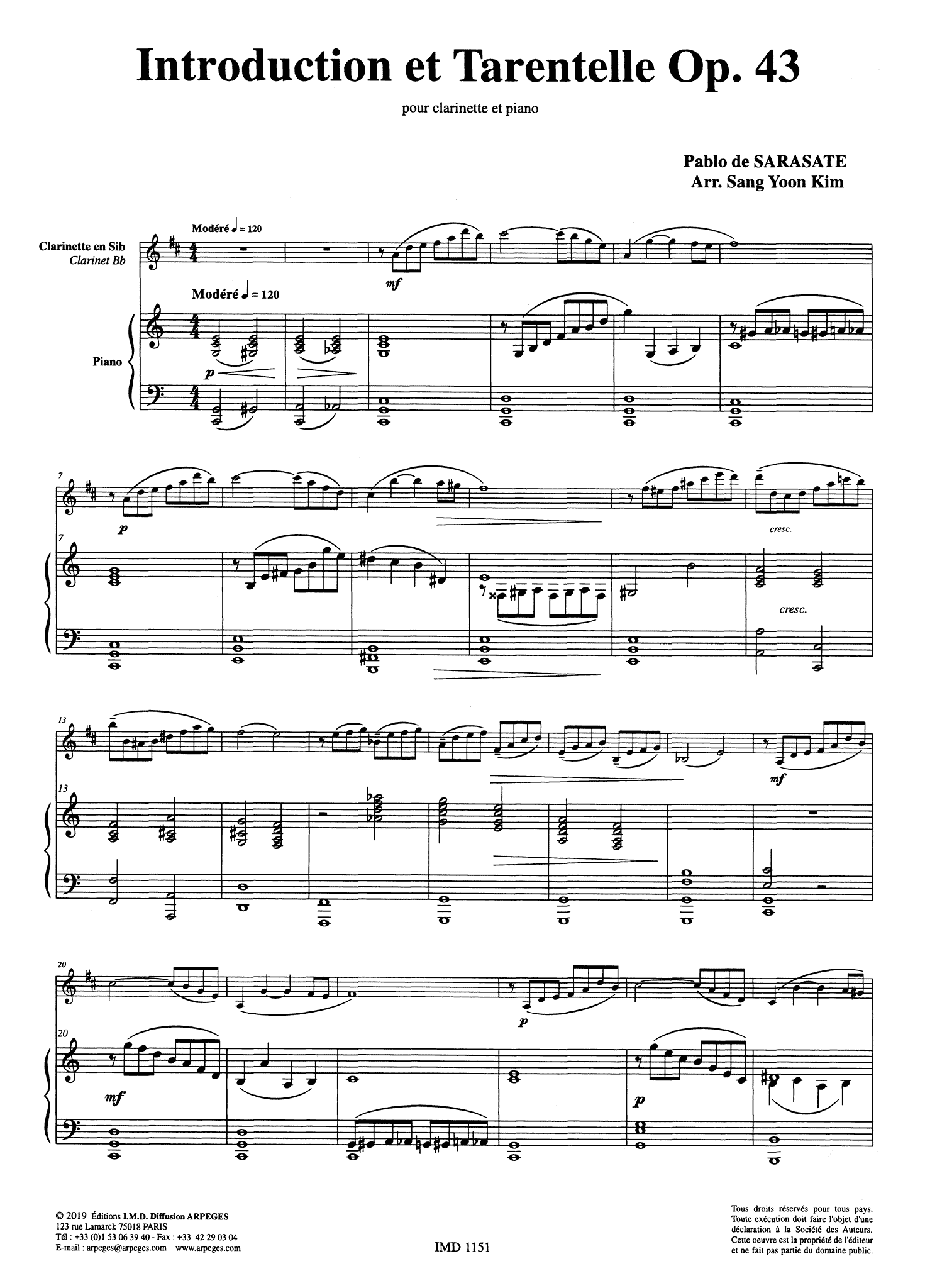 Sarasate Introduction & Tarantella, Op. 43 Score