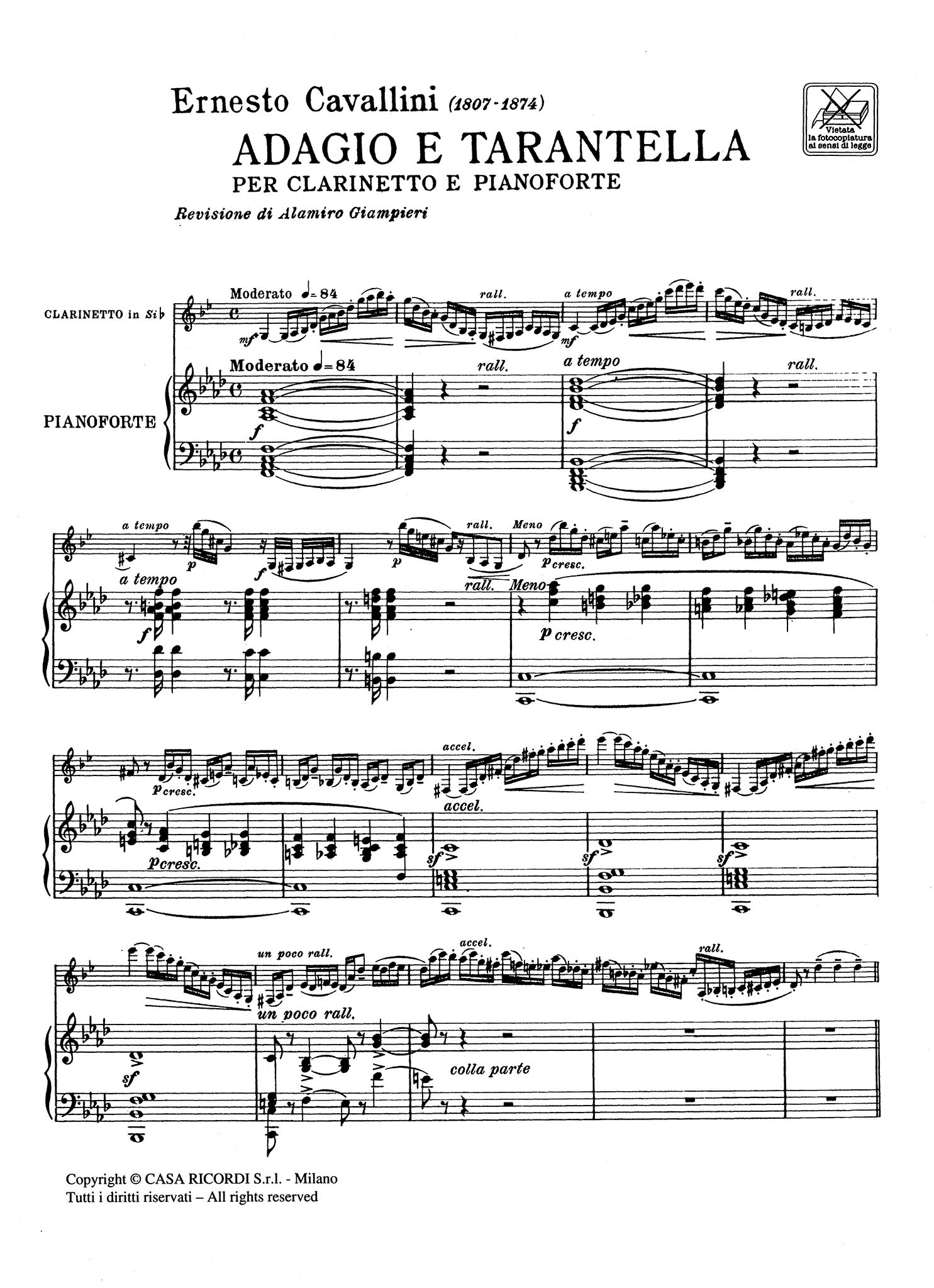 Adagio e Tarantella Score
