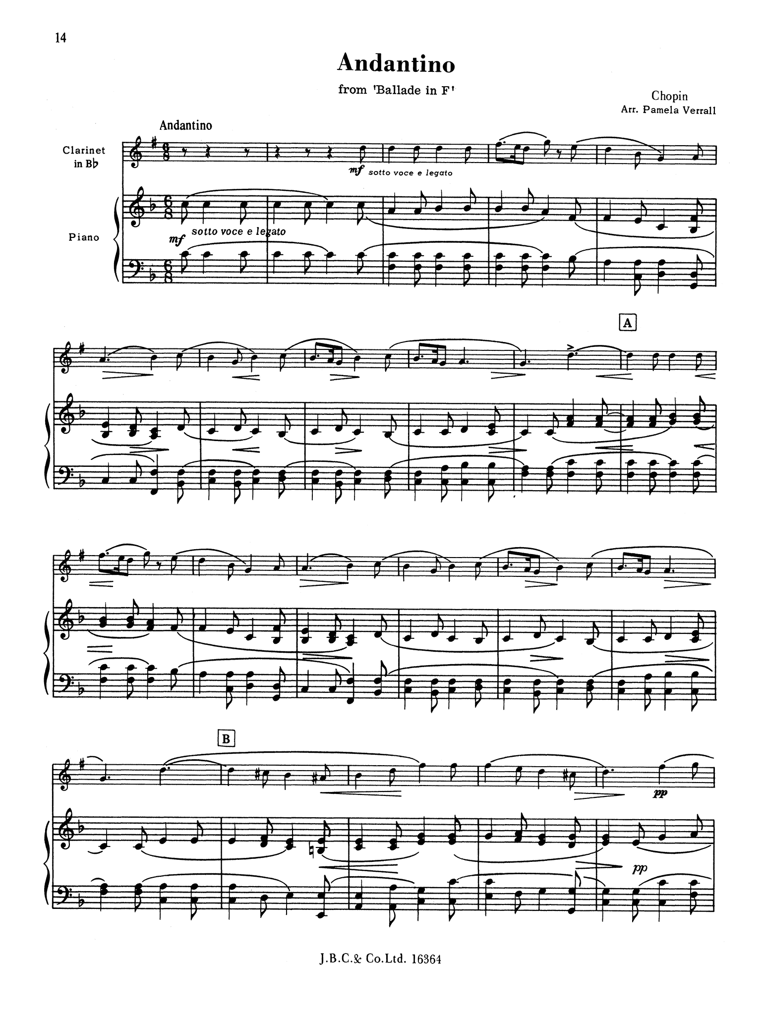 Chopin Ballade No. 2 in F Major clarinet and piano arrangement