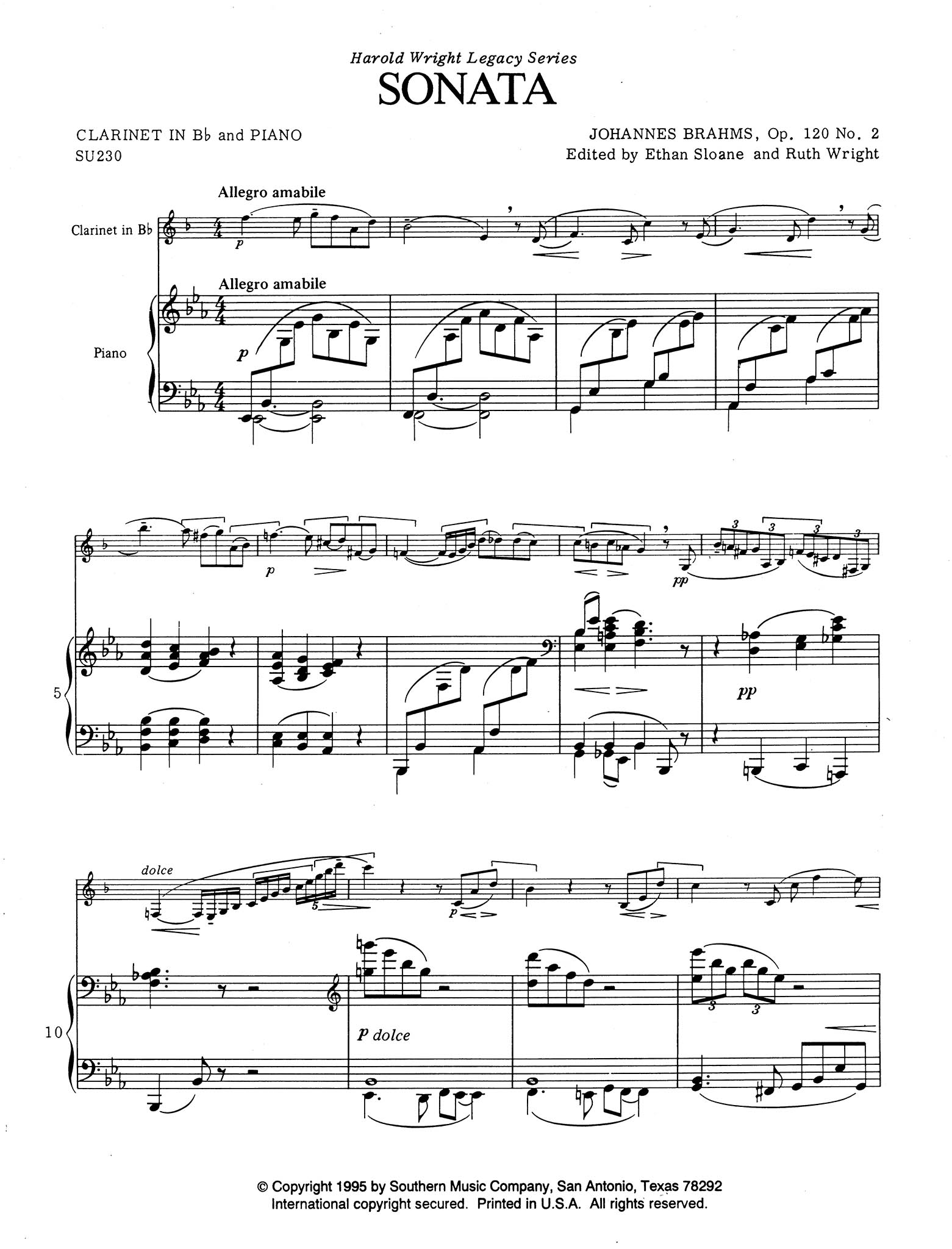 Sonata in E-flat Major, Op. 120 No. 2 - Movement 1