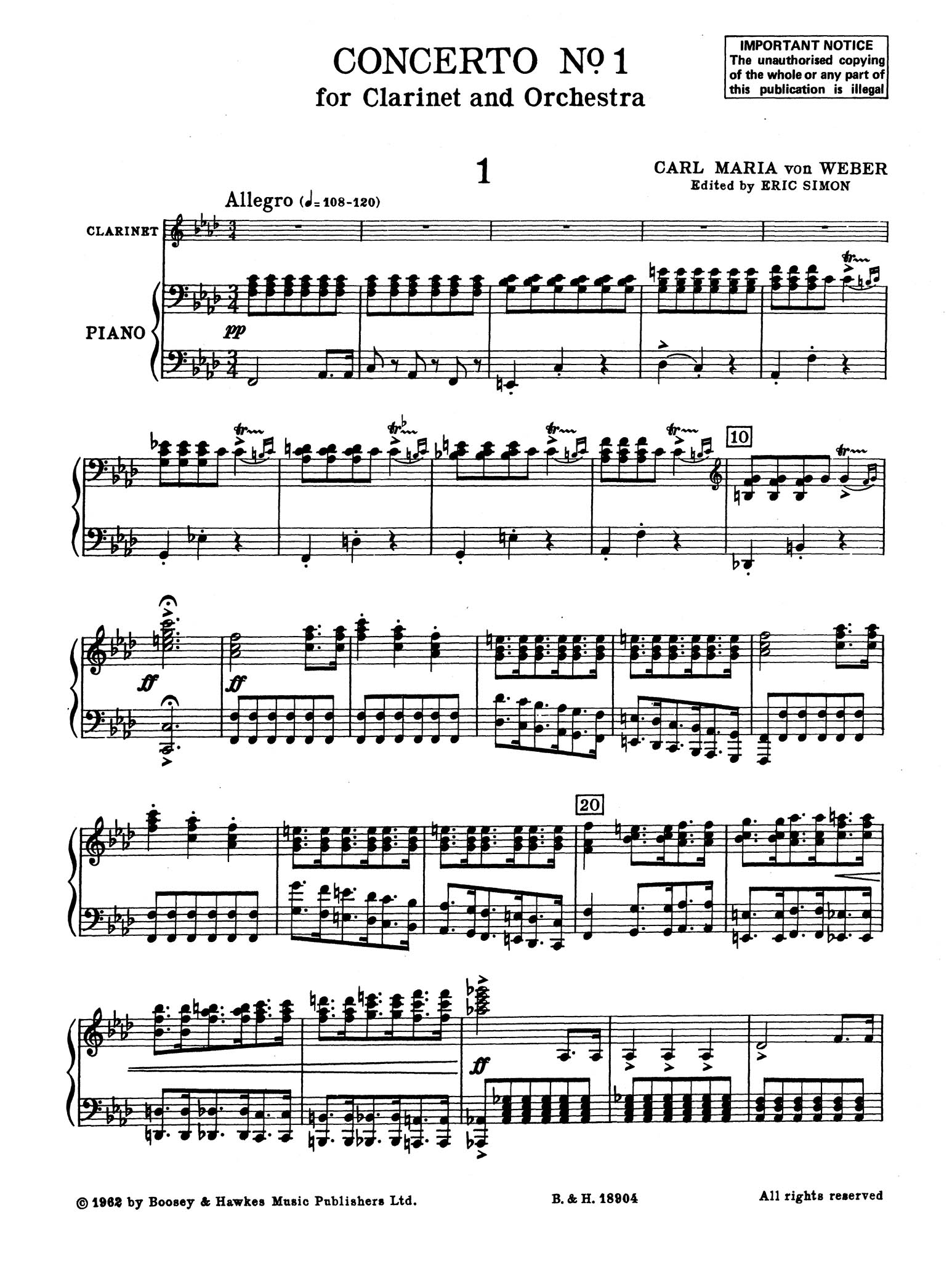 Clarinet Concerto No. 1 in F Minor, Op. 73 - Movement 1