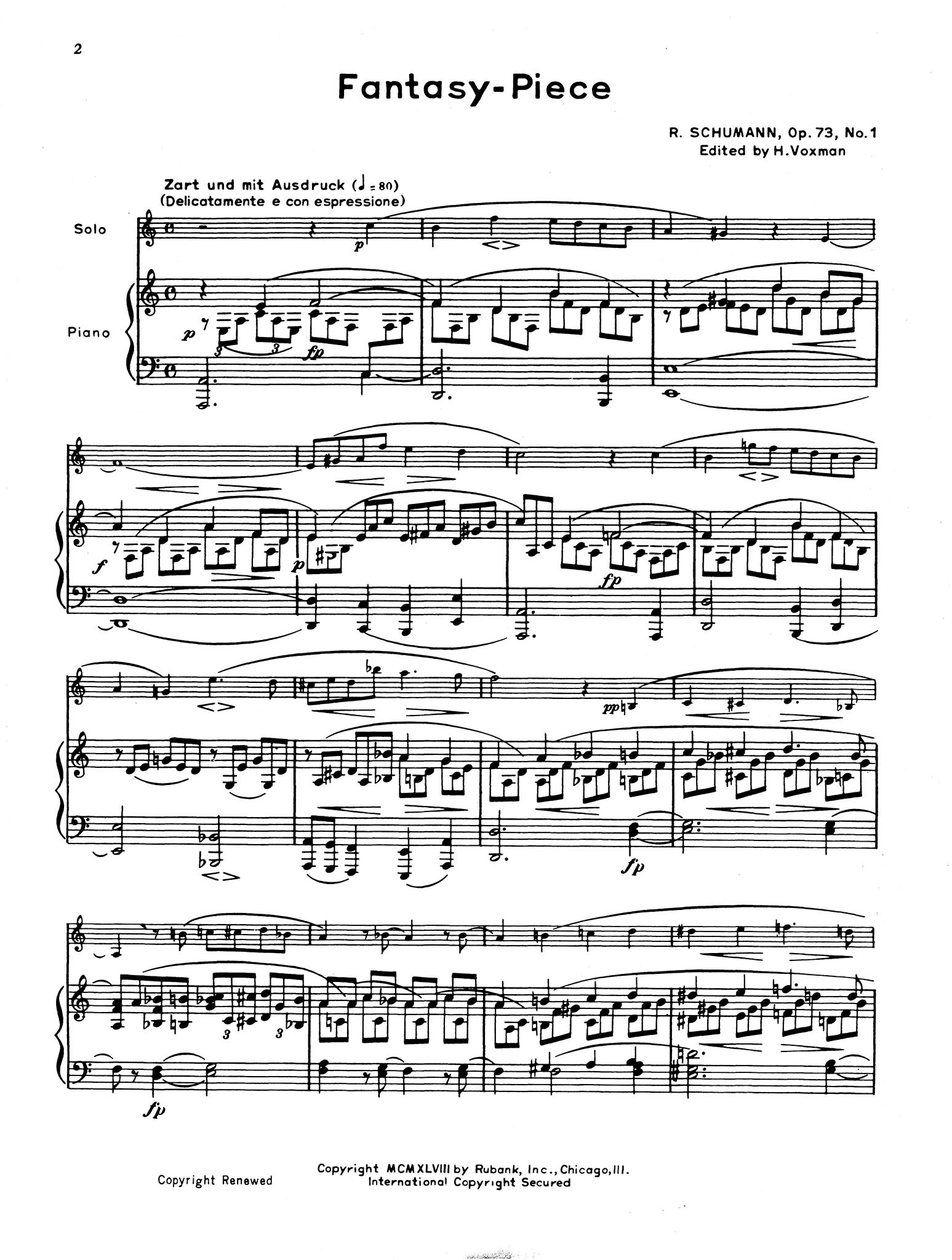 Fantasiestücke, Op.73 Score