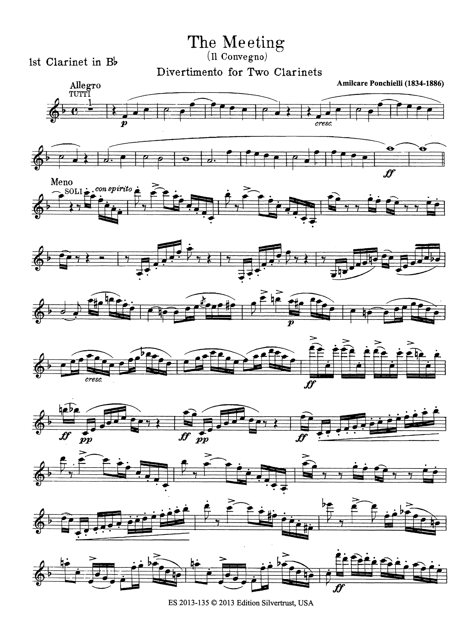Ponchielli Il Convegno, Op. 76 first clarinet part