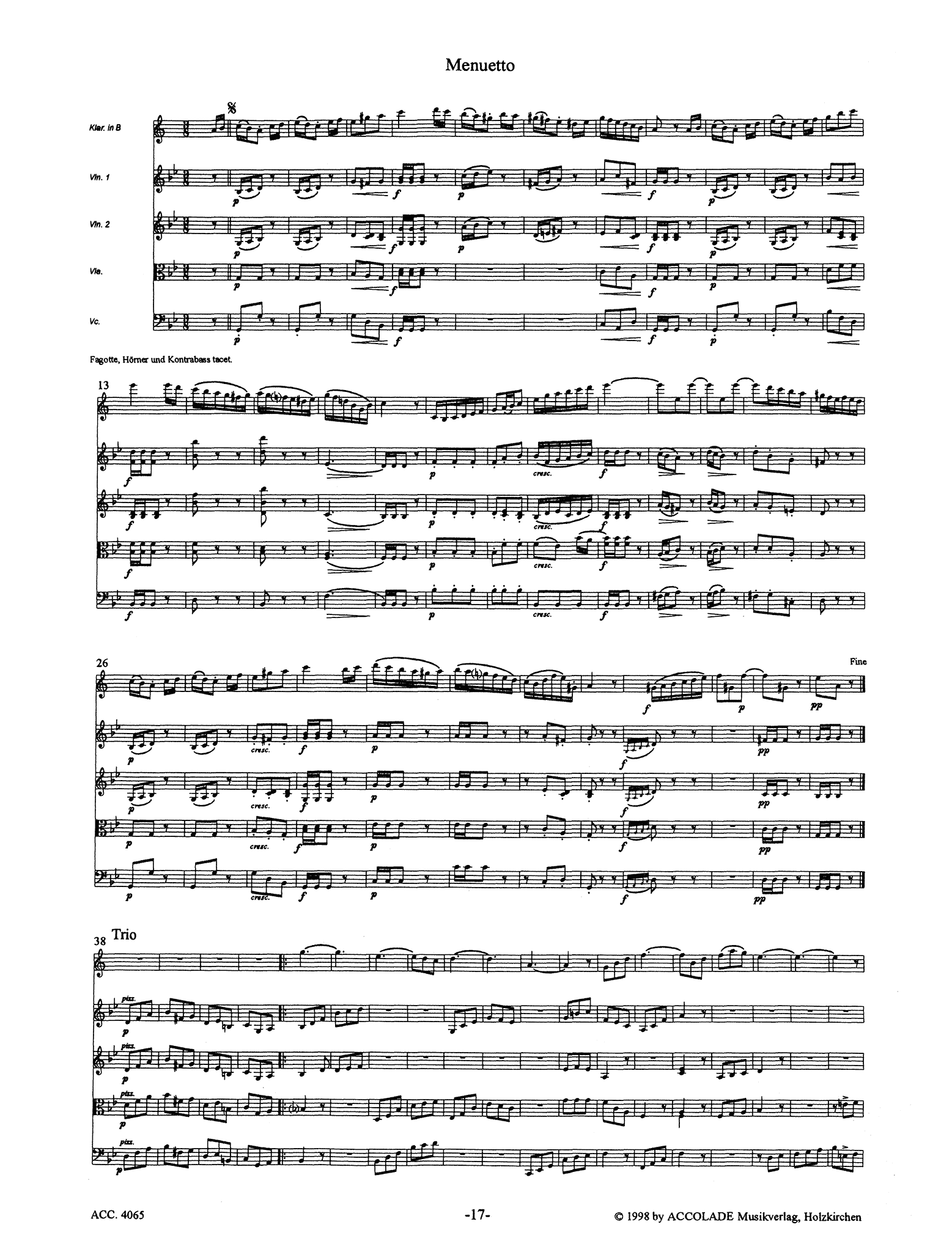 Baermann Clarinet Quintet in E-flat Major, Op. 19 - Movement 3