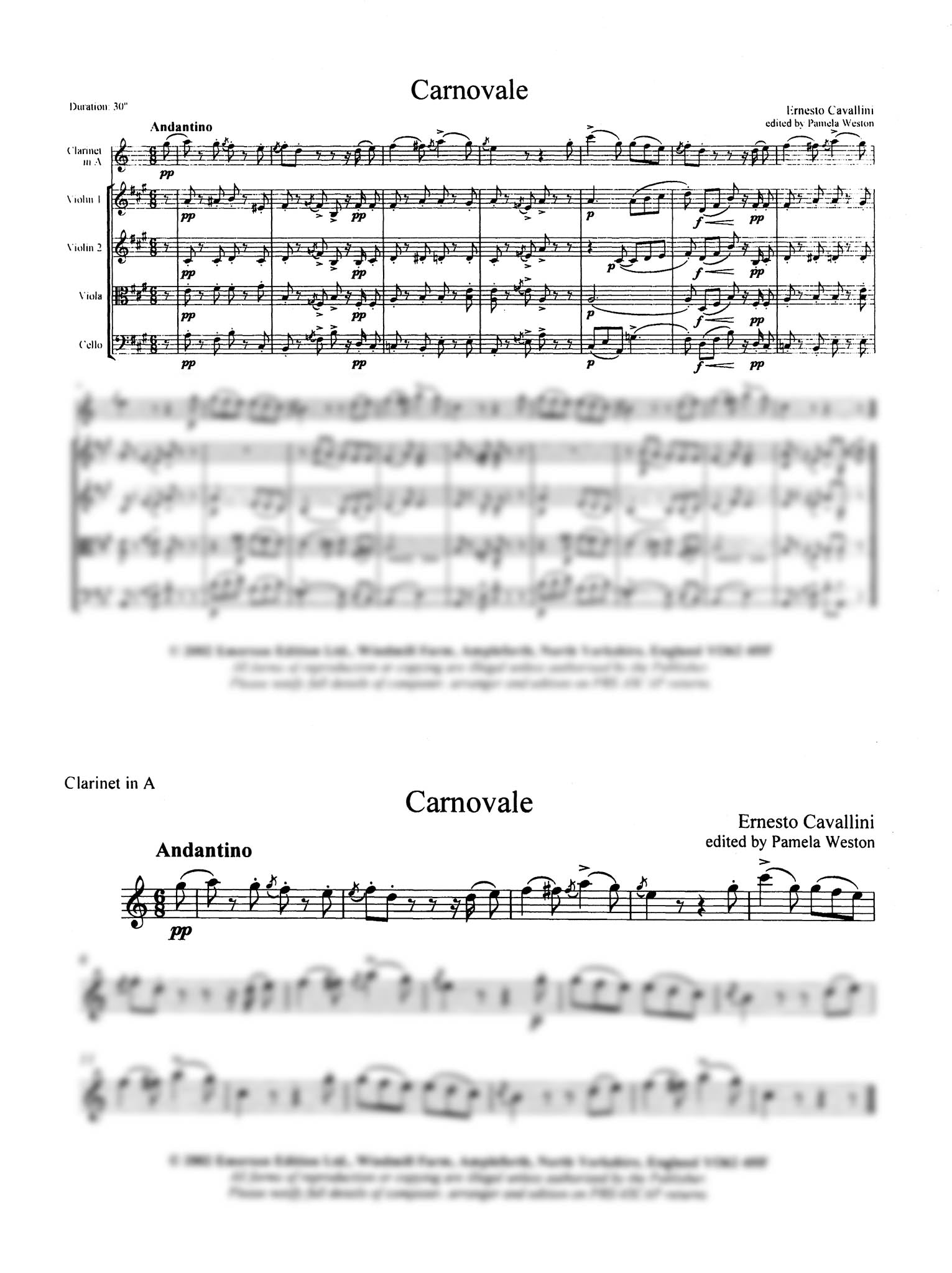 Carnovale Score Clarinet part