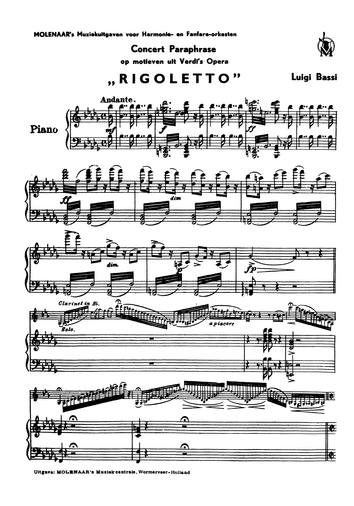 Bassi Rigoletto Fantasy Score