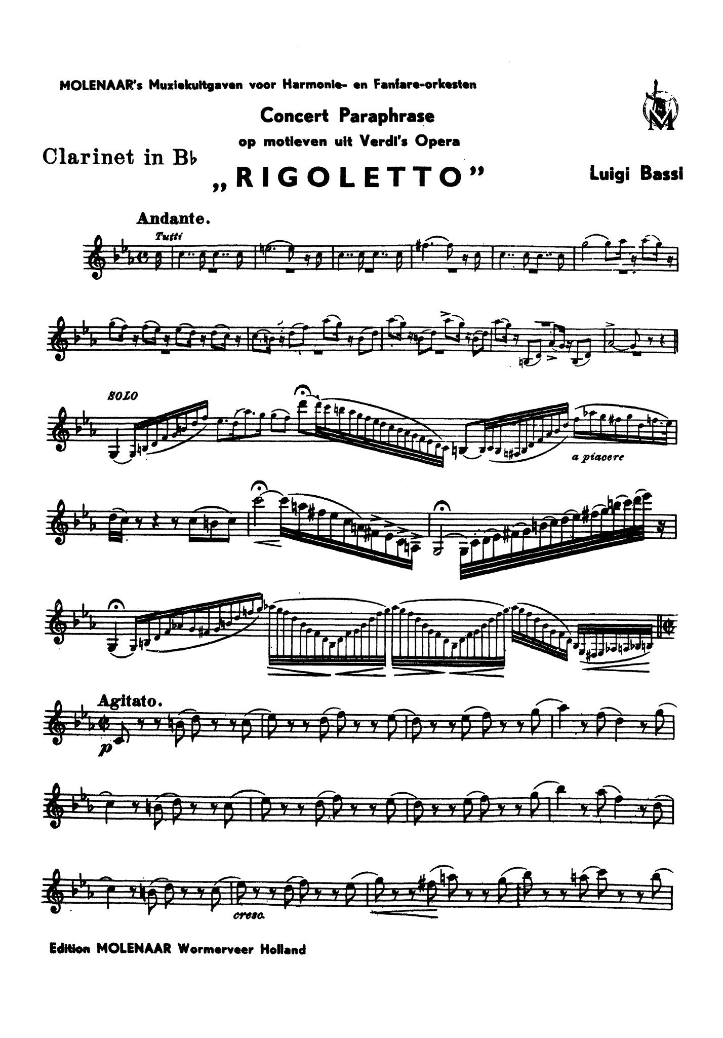 Bassi Rigoletto Fantasy Clarinet part