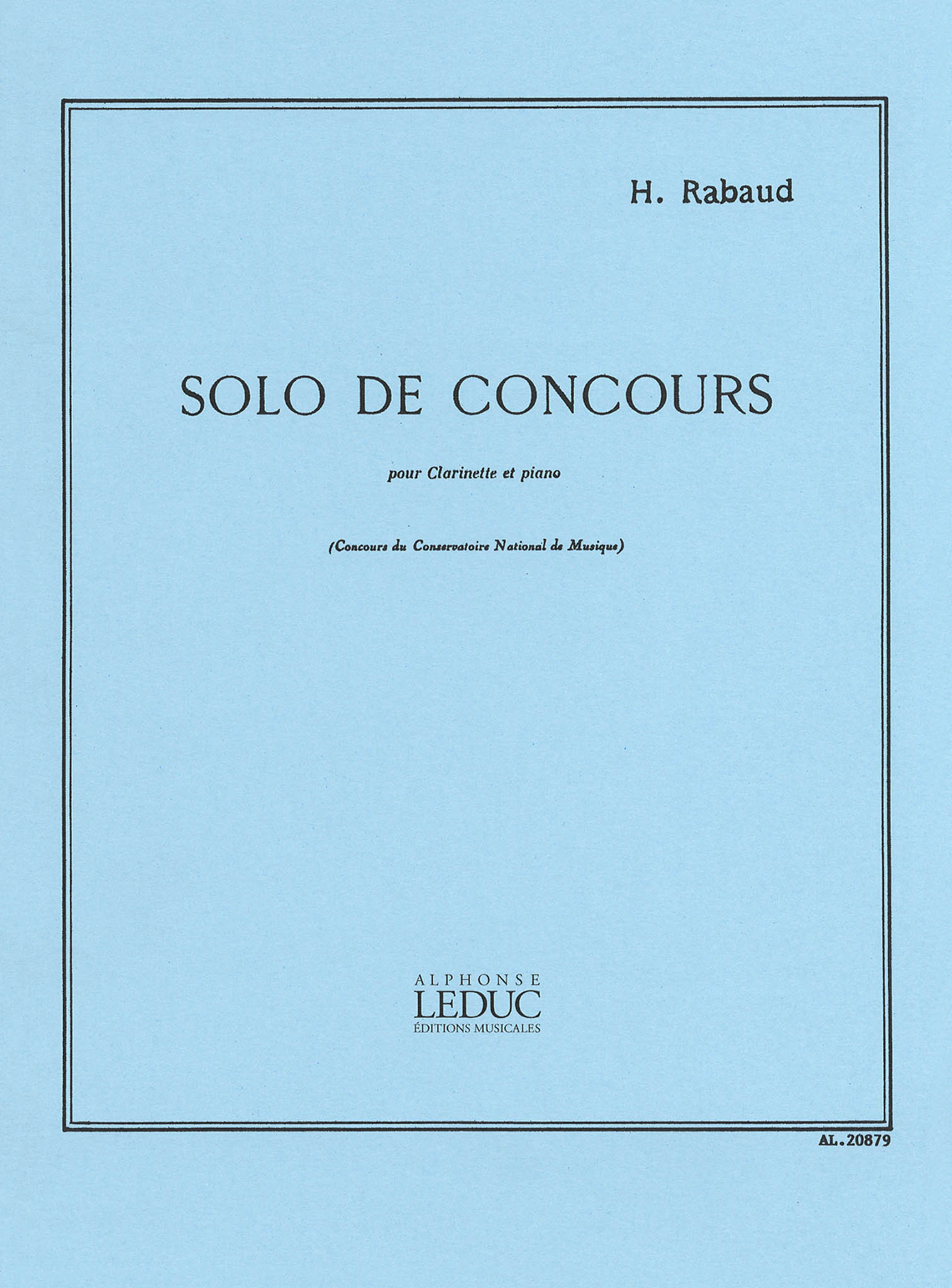 Rabaud Solo de concours, Op. 10 Clarinet & Piano Cover