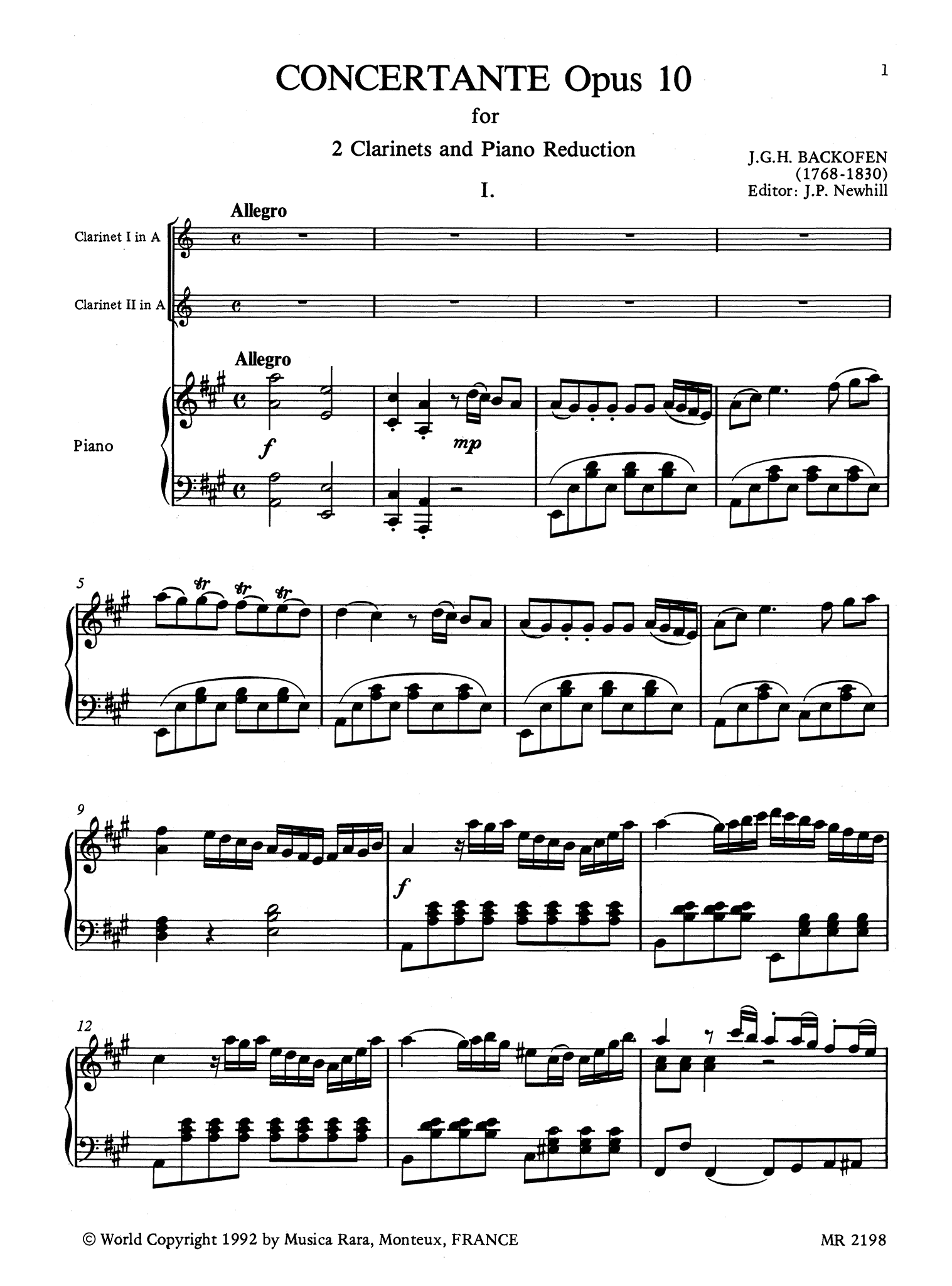 Backofen Sinfonia Concertante, Op. 10 - Movement 1
