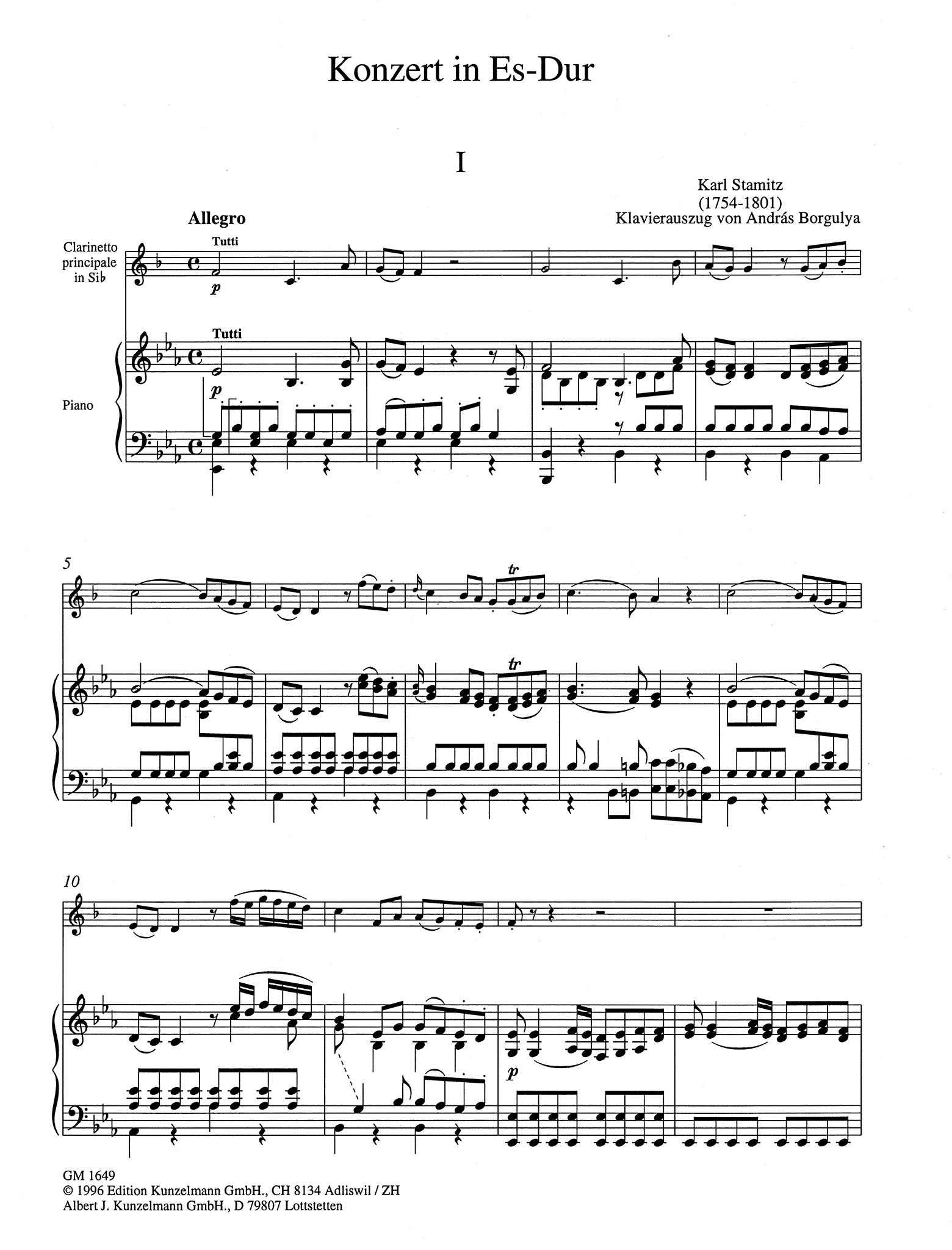 Clarinet Concerto No. 6 (Kaiser) in E-flat Major - Movement 1