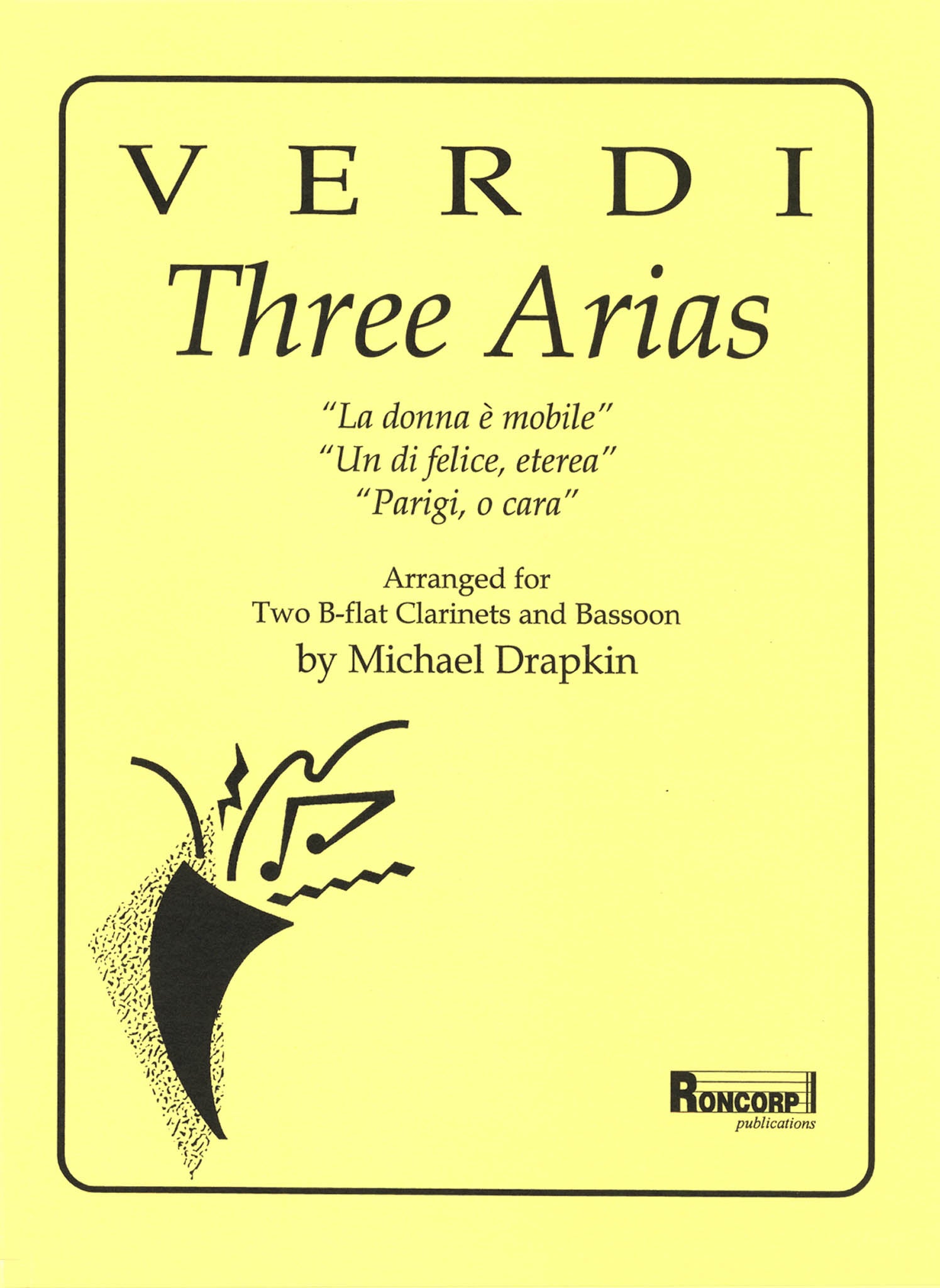 Verdi Three Opera Arias arranged for 2 clarinets and bassoon cover