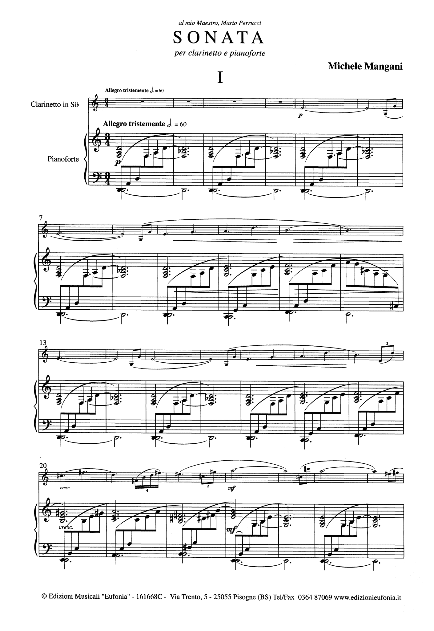 Mangani Sonata for Clarinet & Piano - Movement 1