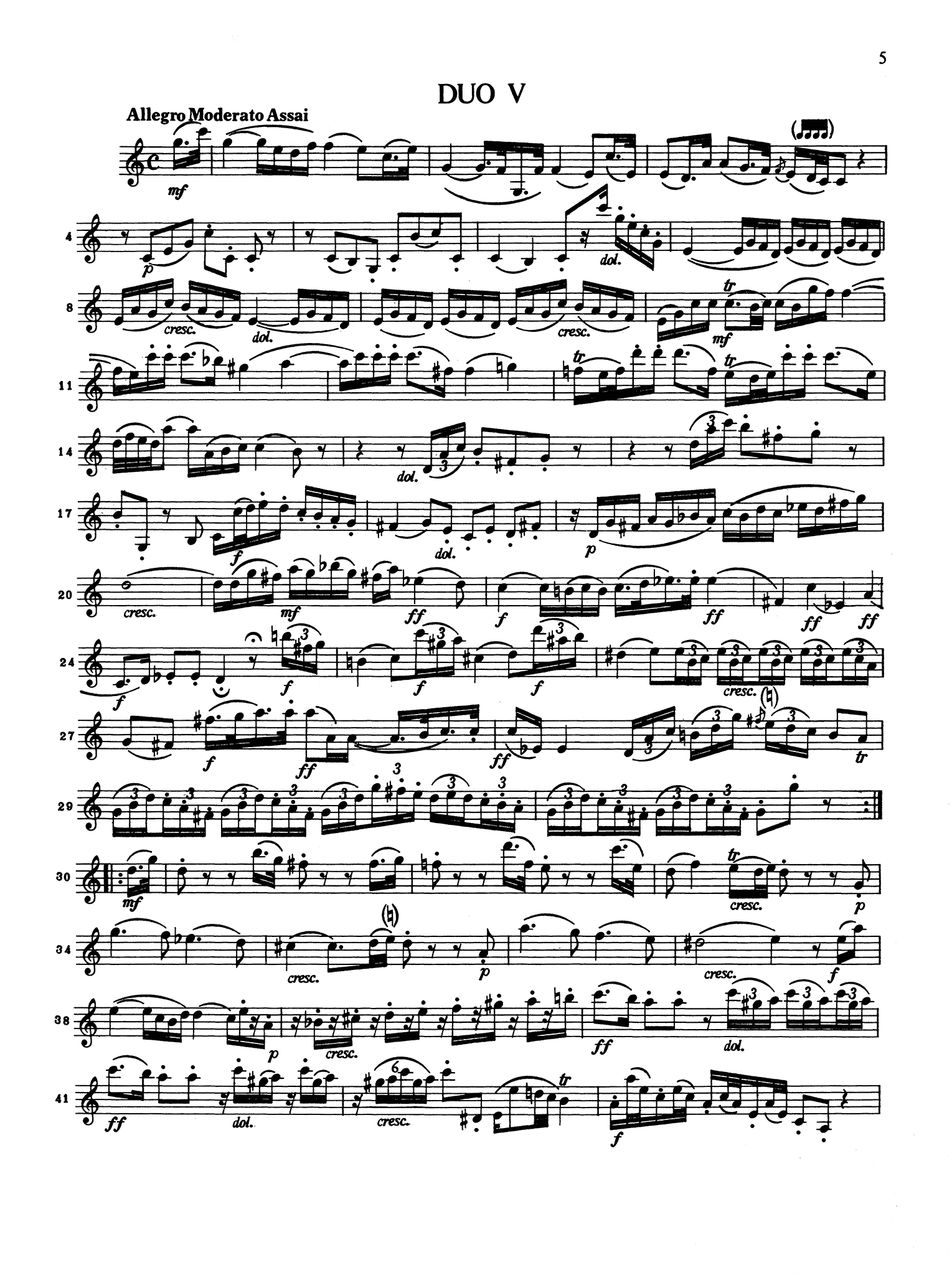 Haydn Six Duos Concertants: Nos. 4–6 clarinet duet arrangement No. 5