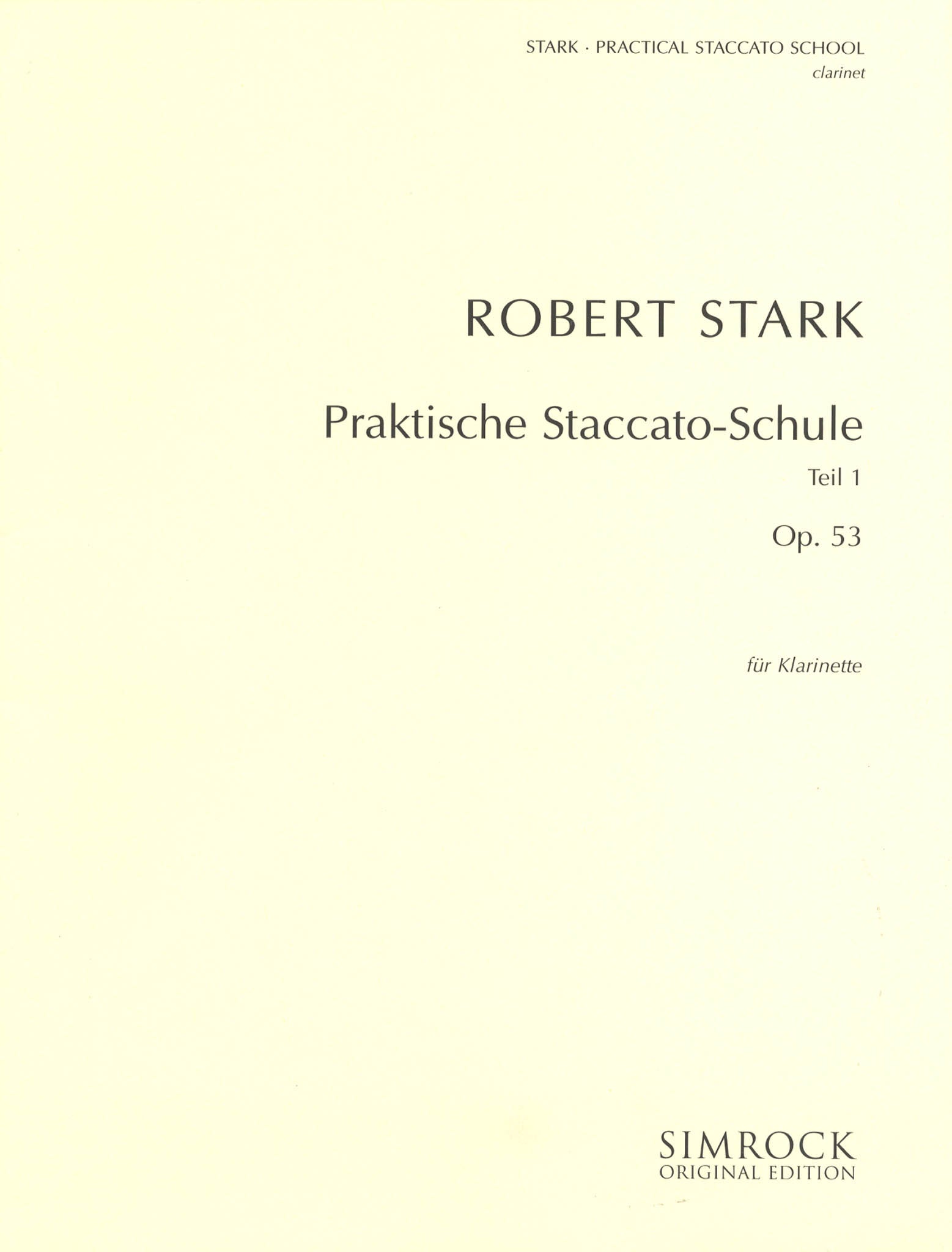 Practical Staccato School for Clarinet, Book 1 Cover