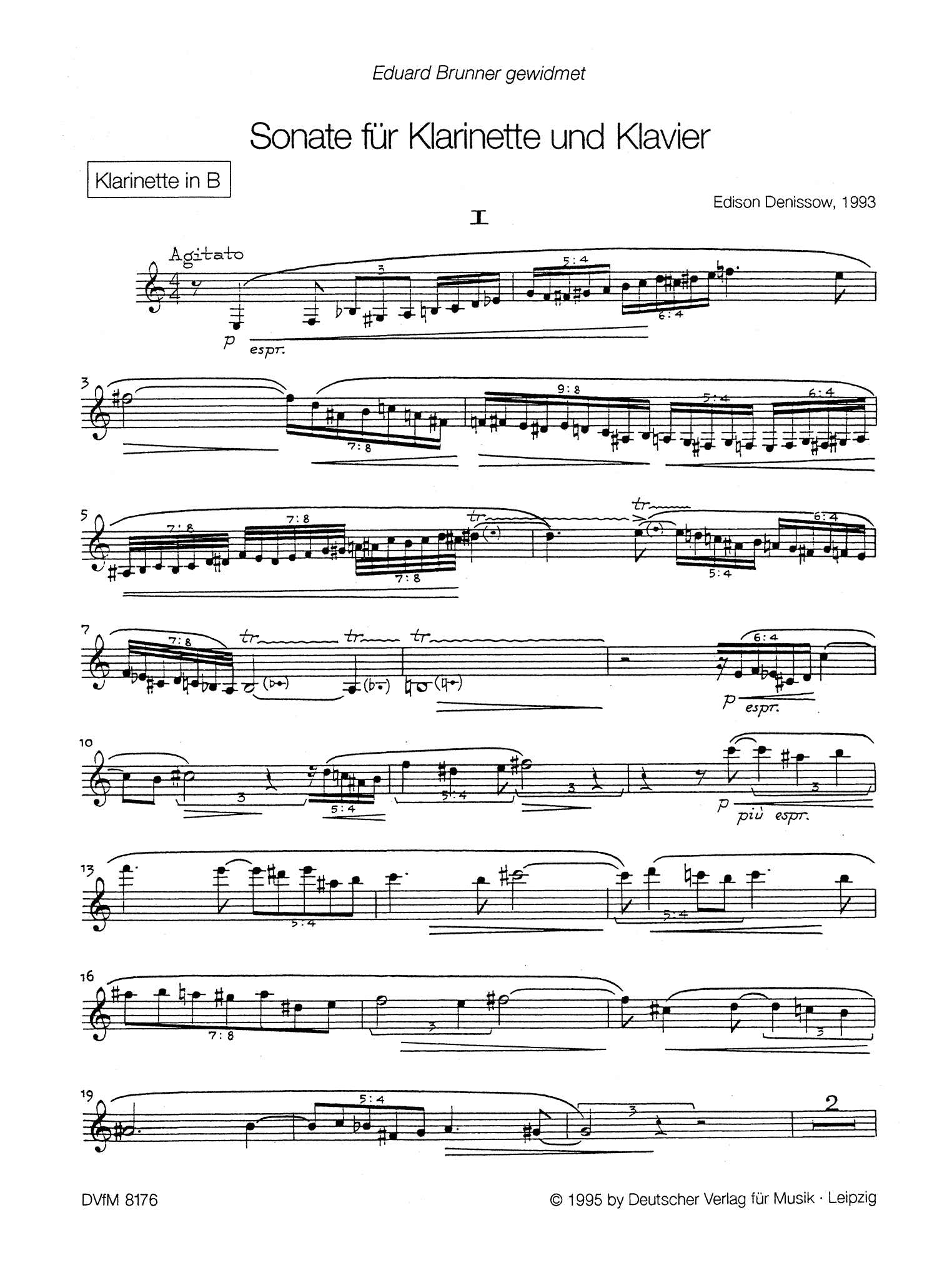 Denisov Sonata for Clarinet & Piano Clarinet part