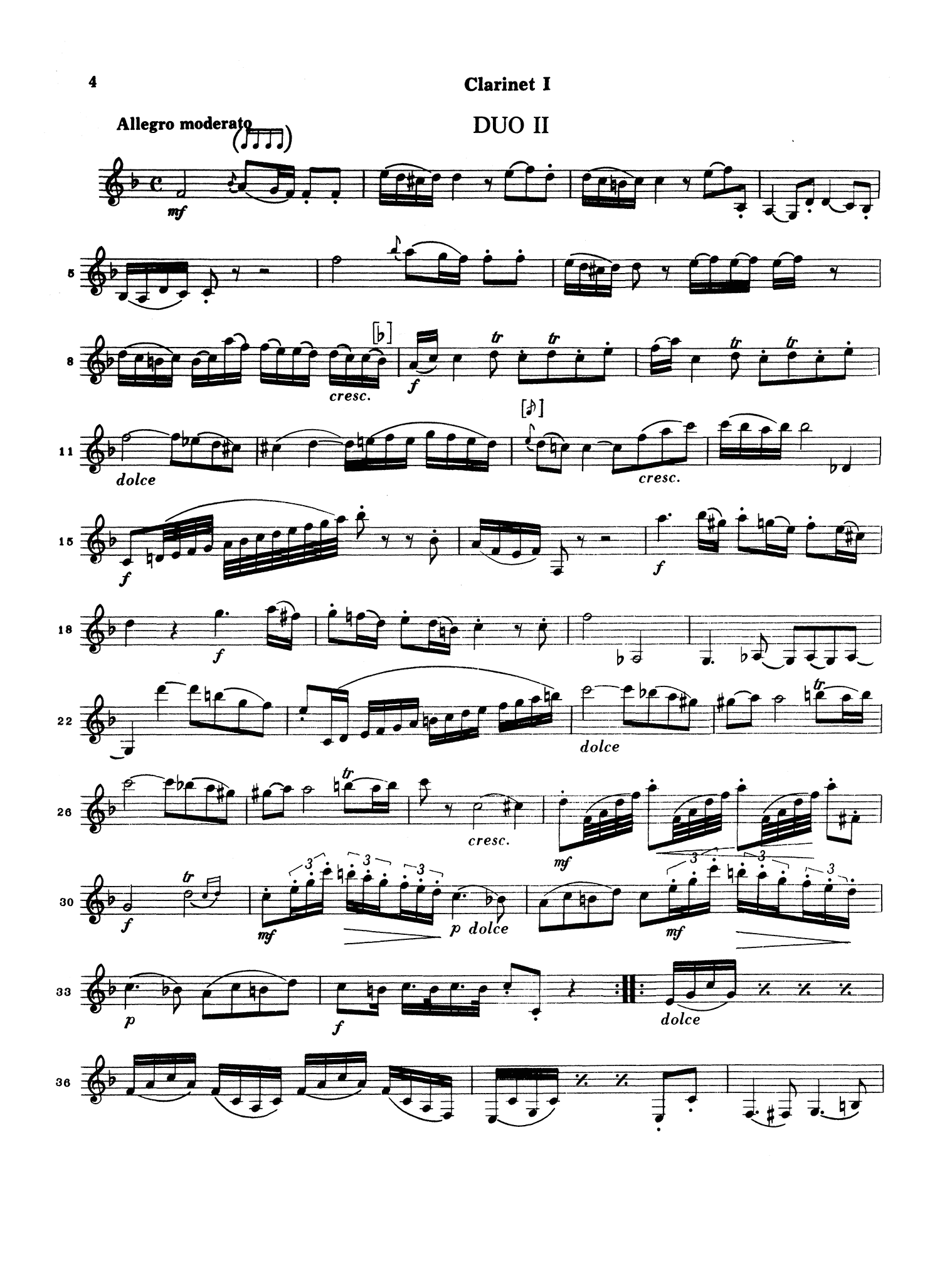 Haydn Six Duos Concertants: Nos. 1–3 clarinet duet arrangement No. 2