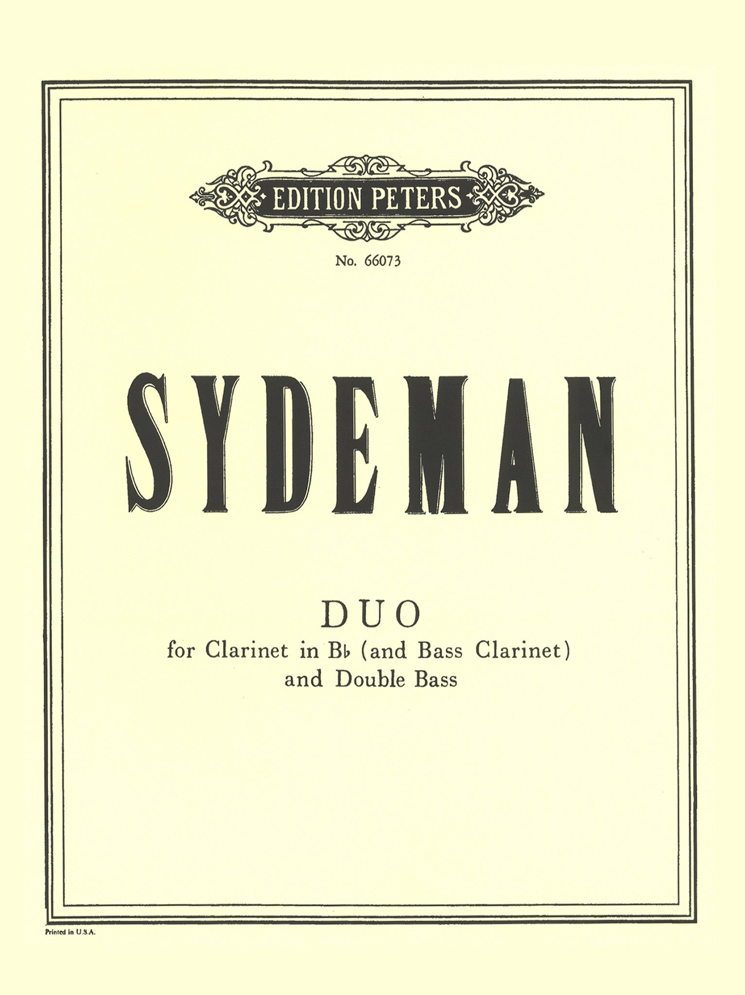 Sydeman Duo for Clarinet & Double Bass cover