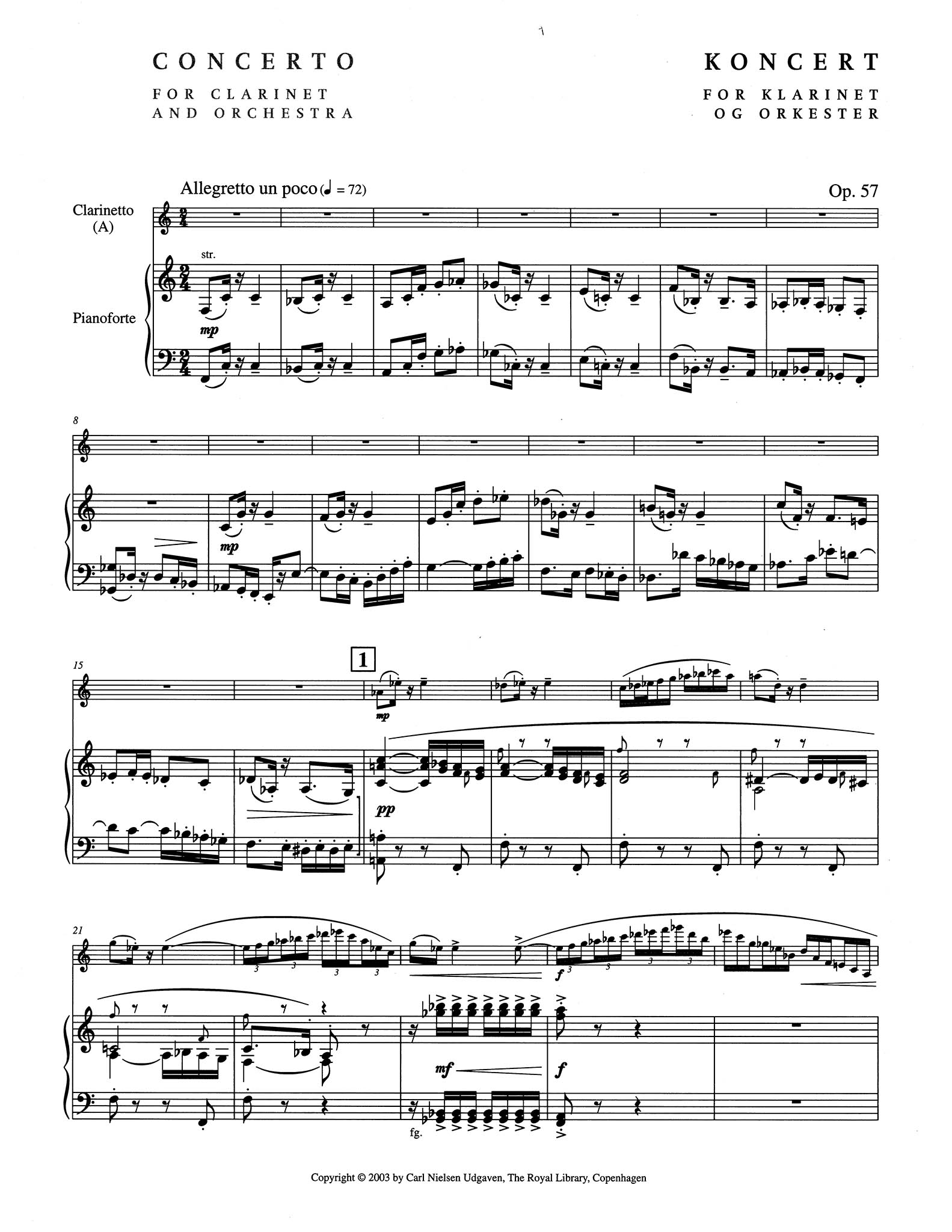 Clarinet Concerto, Op. 57 (CNW 43) Page 1