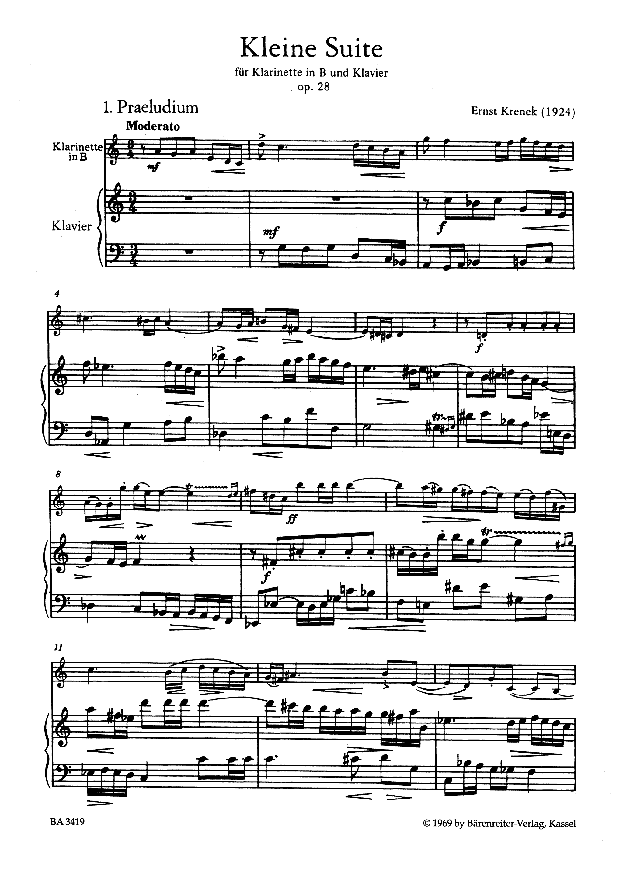 Krenek Kleine Suite, Op. 28 - Movement 1
