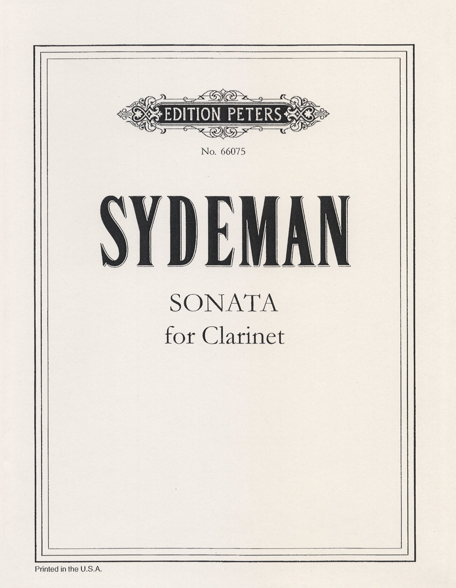 William Jay Sydeman Clarinet Sonata cover