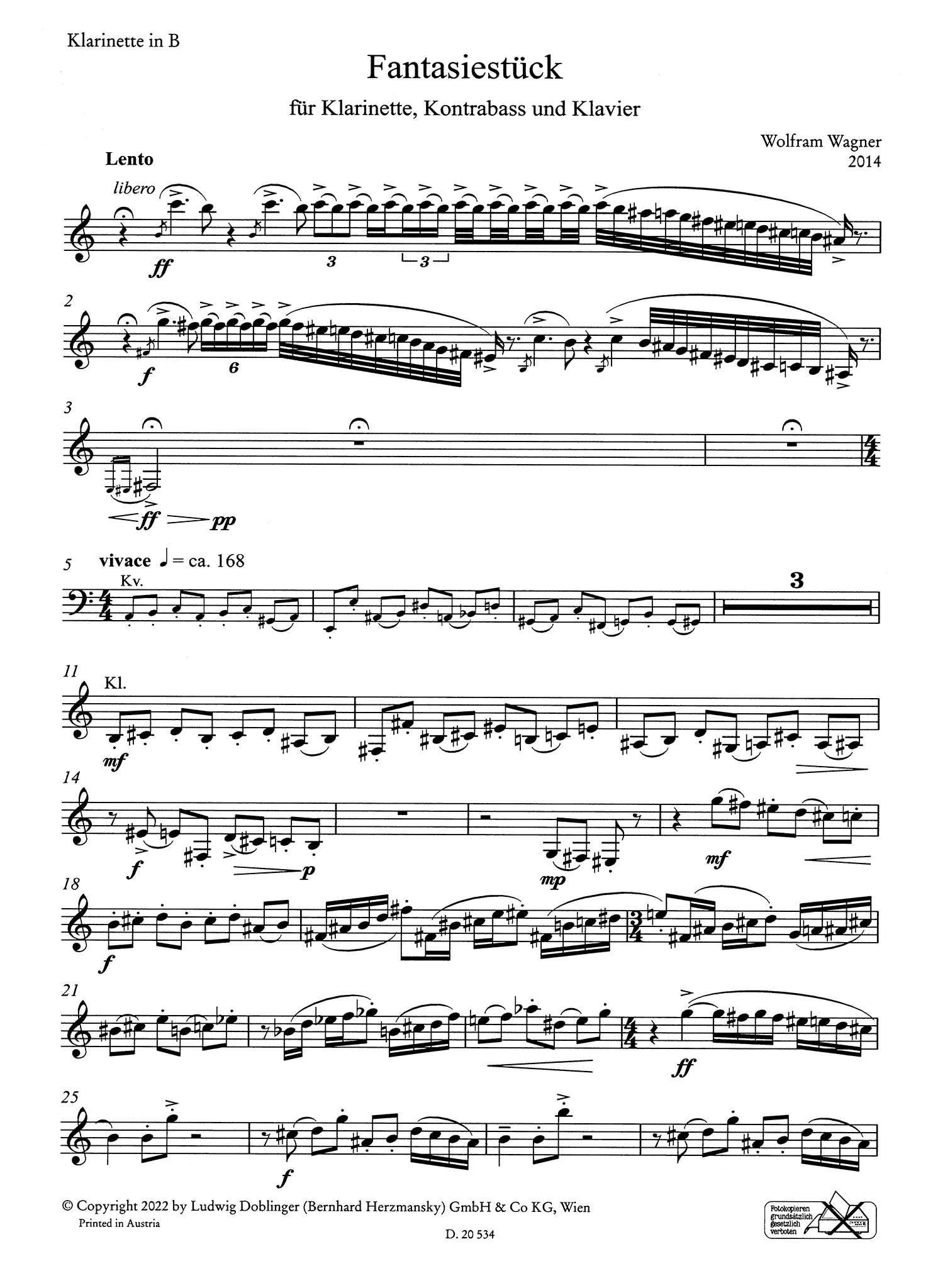 Wolfram Wagner Fantasiestück clarinet part