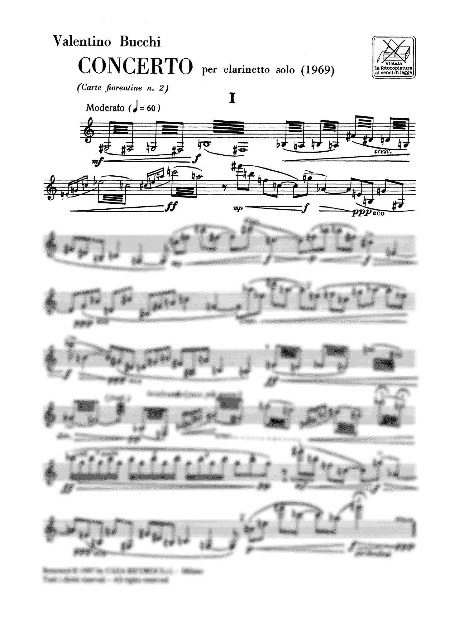Bucchi Concert for solo clarinet - Movement 1
