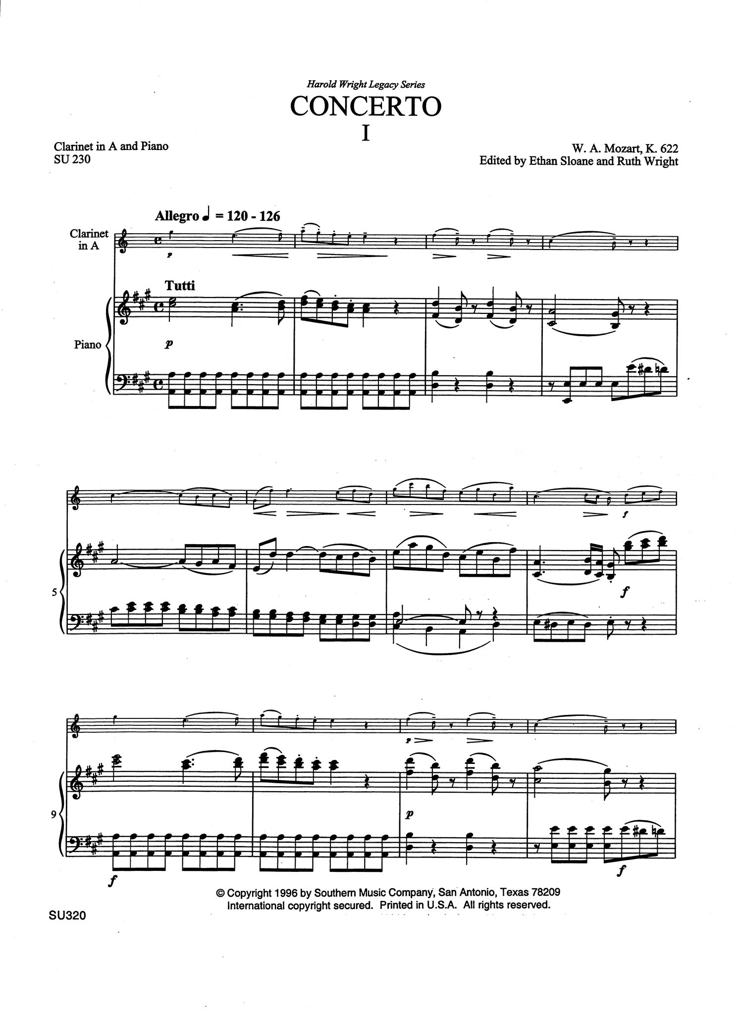 Mozart Concerto in A Major, K. 622, Harold Wright Edition