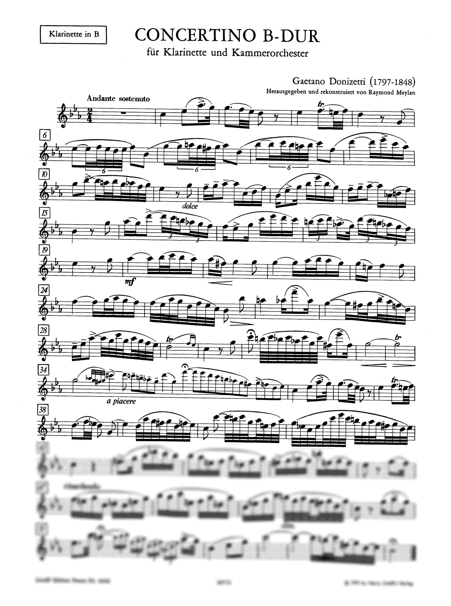 Donizetti Concertino in B-flat Major clarinet part