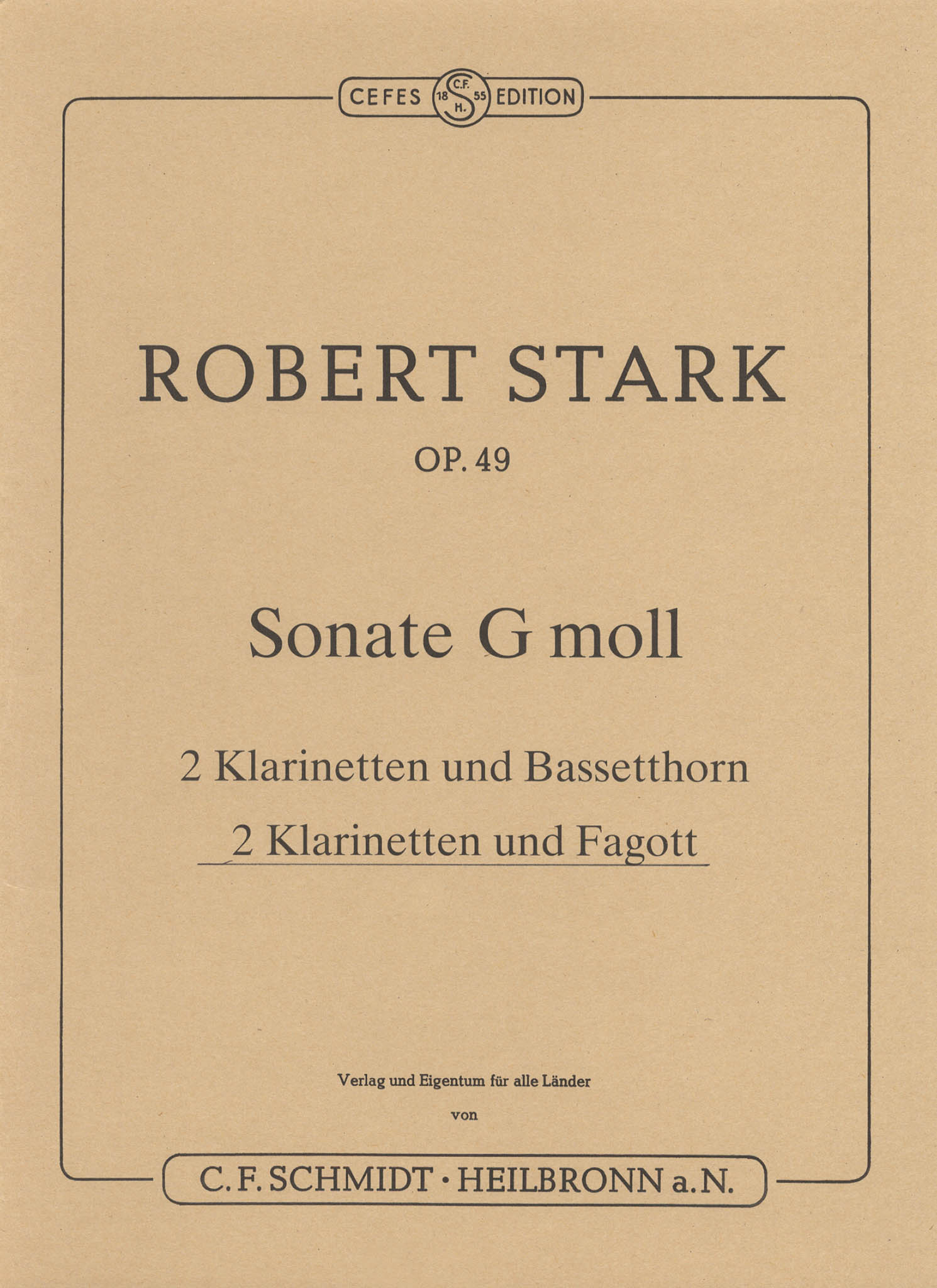 Stark Sonata for 2 Clarinets & Bassoon in G Minor cover