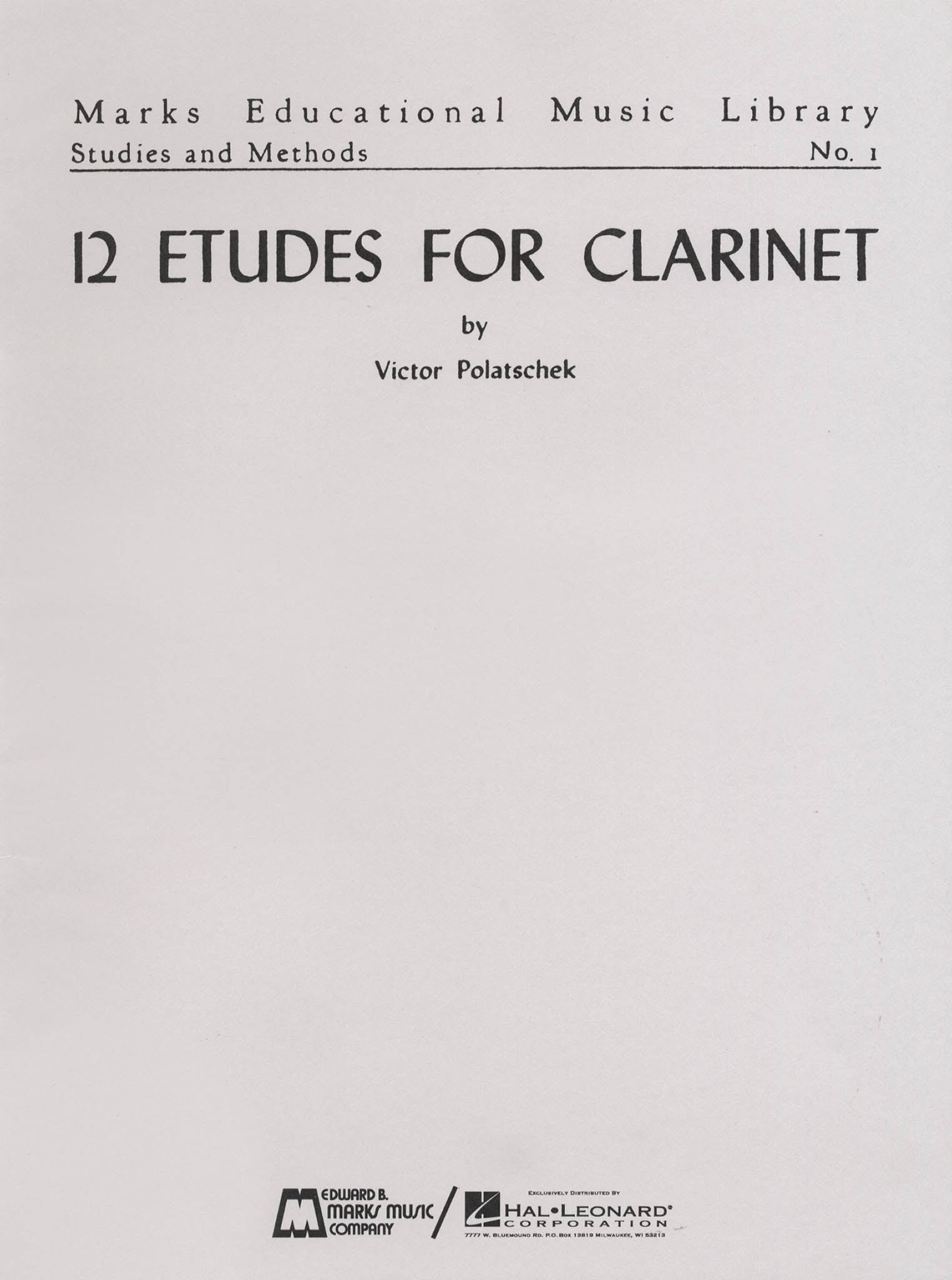 12 Etudes for Clarinet Cover