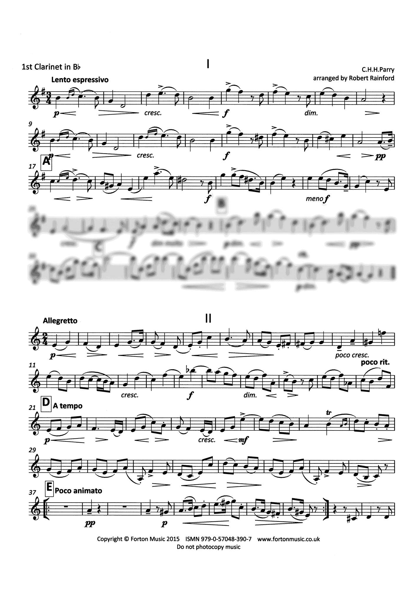 Parry Two Intermezzi clarinet trio arrangement first part