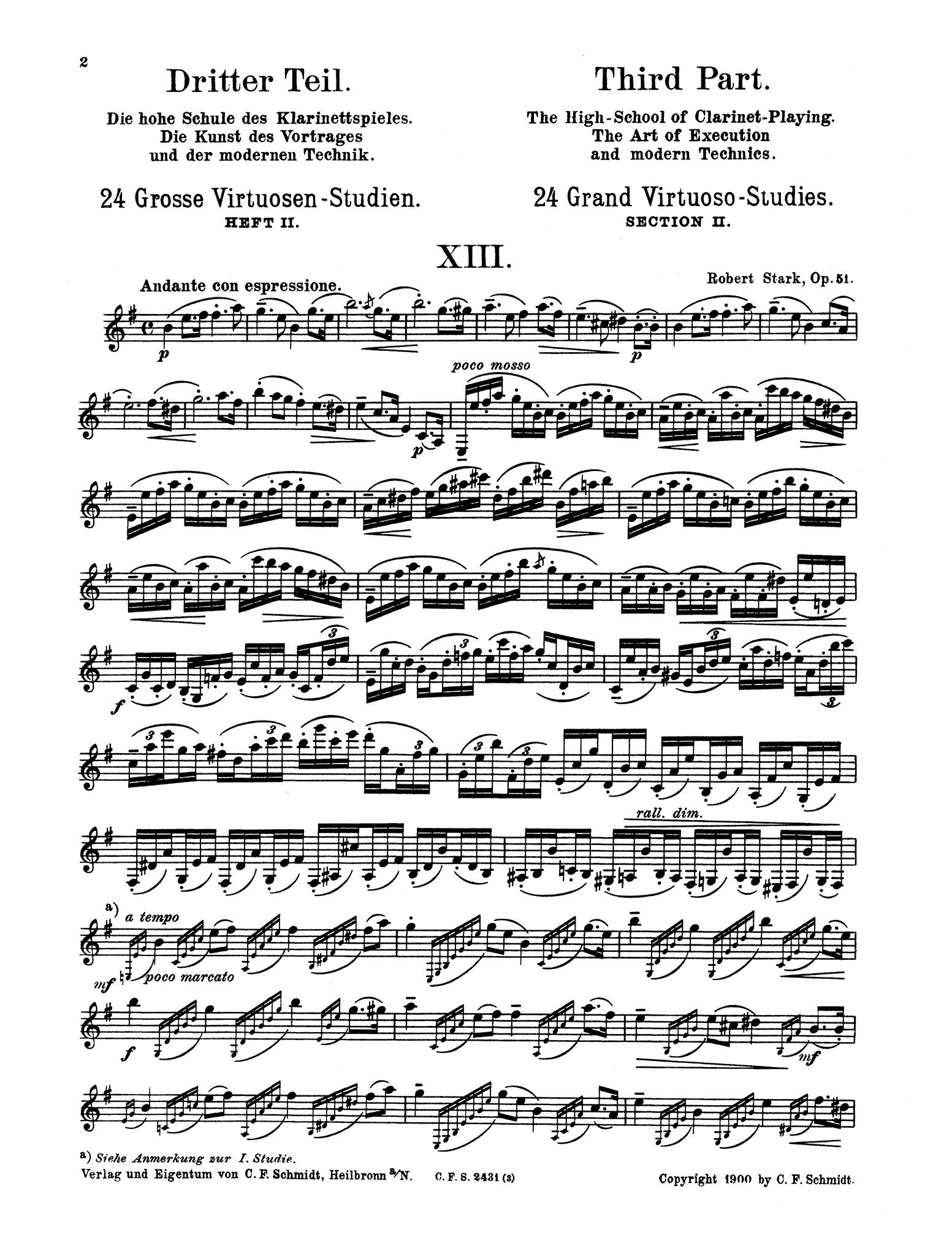 Stark Clarinet Method, Op. 51, Vol. 3 (24 Grand Virtuoso-Studies): Section 2 of 2 page 2