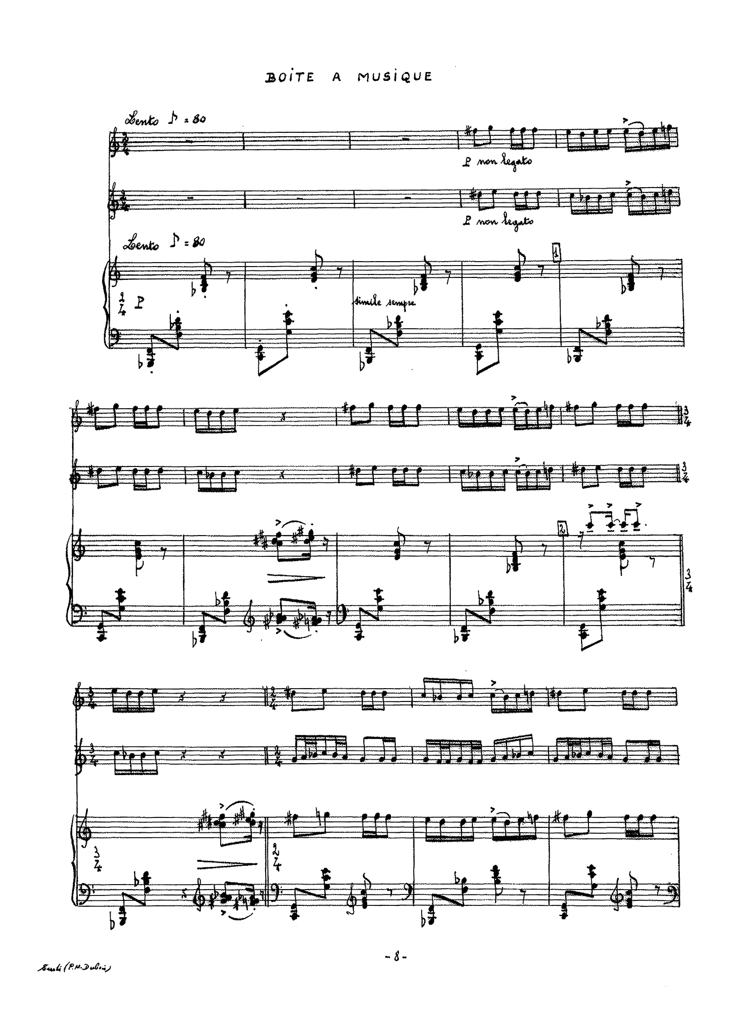 Pierre Max Dubois Suite for clarinet, violin, & piano - Movement 2