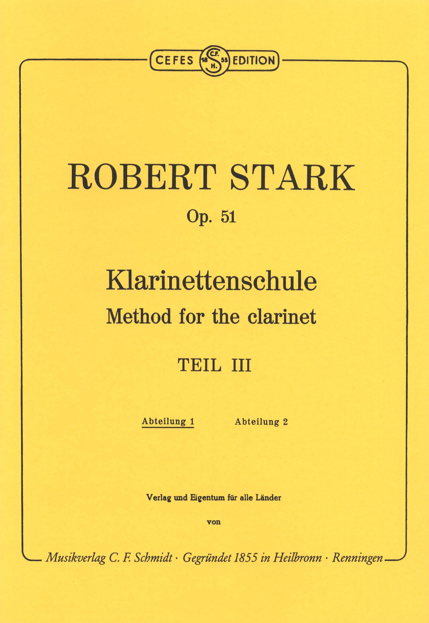 Stark Clarinet Method, Op. 51 24 Grand Virtuoso-Studies Book 1 cover