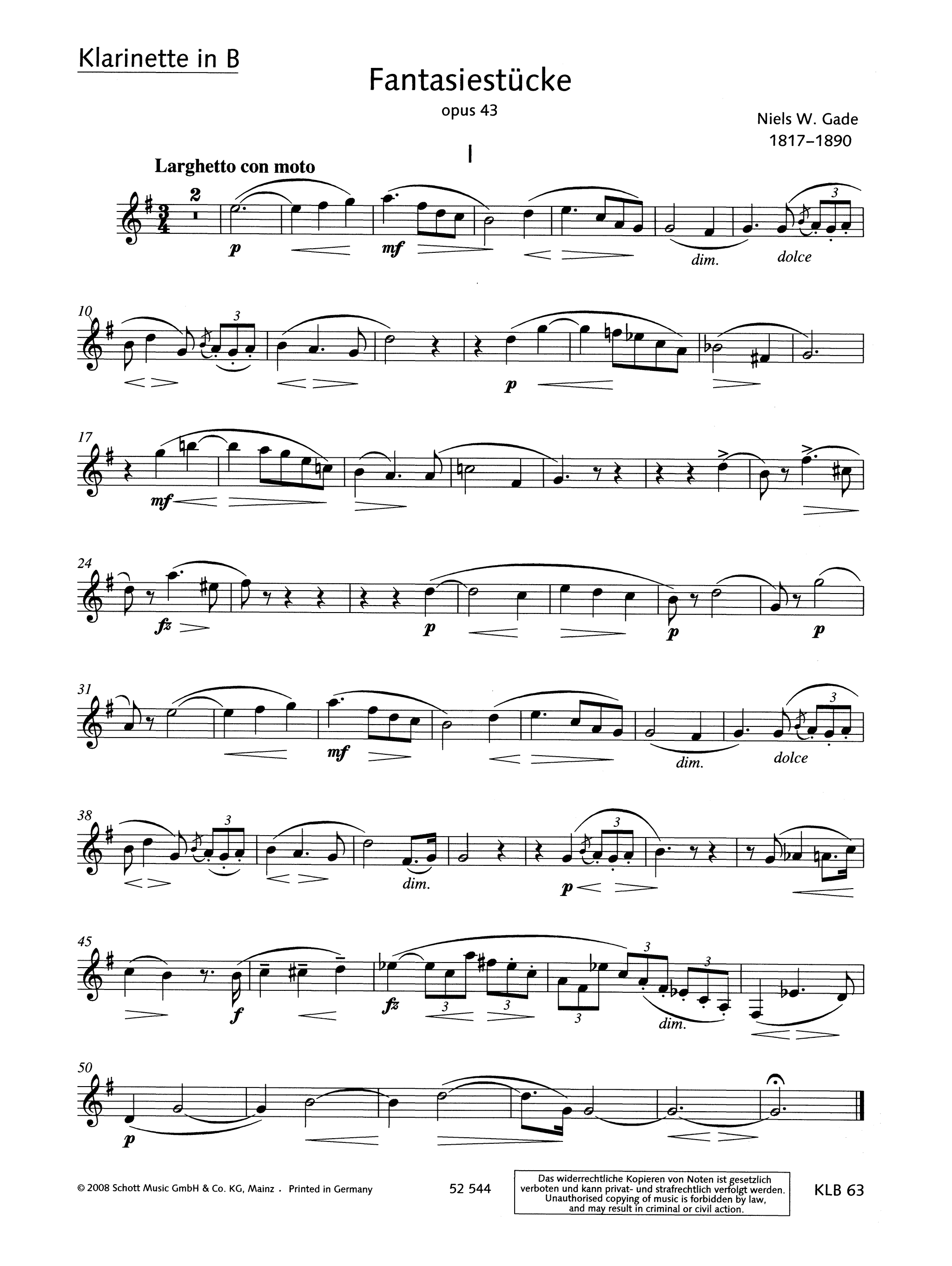 Fantasy Pieces Op. 43 Clarinet part