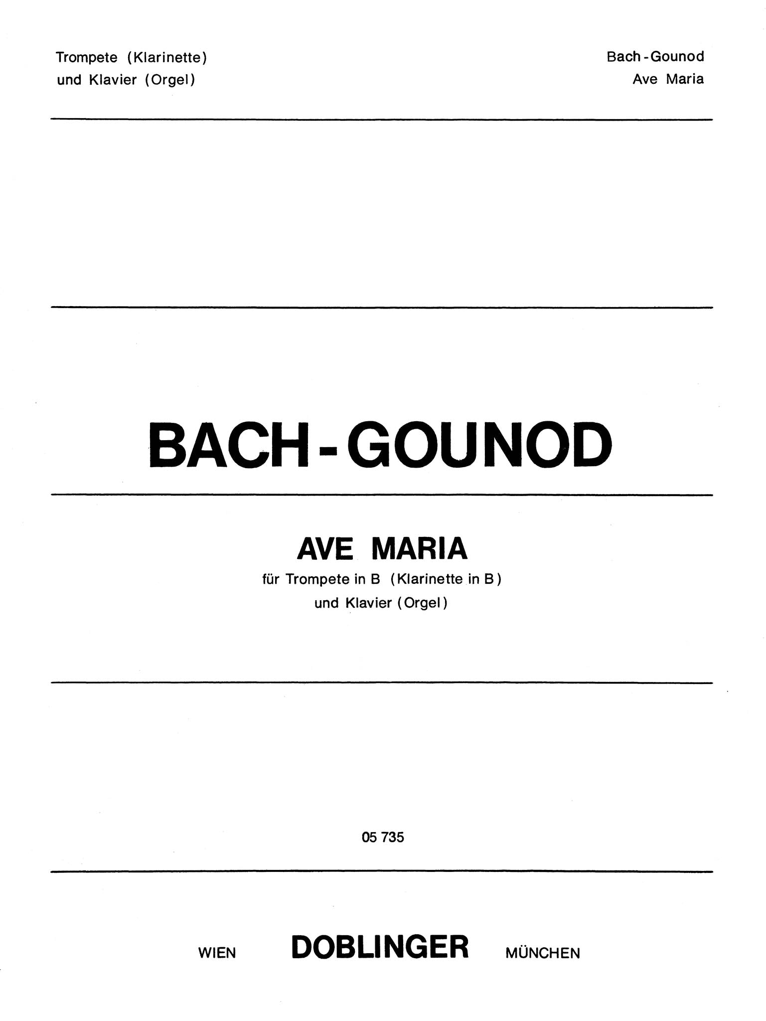 Bach Gounod Ave Maria clarinet and piano arrangement cover