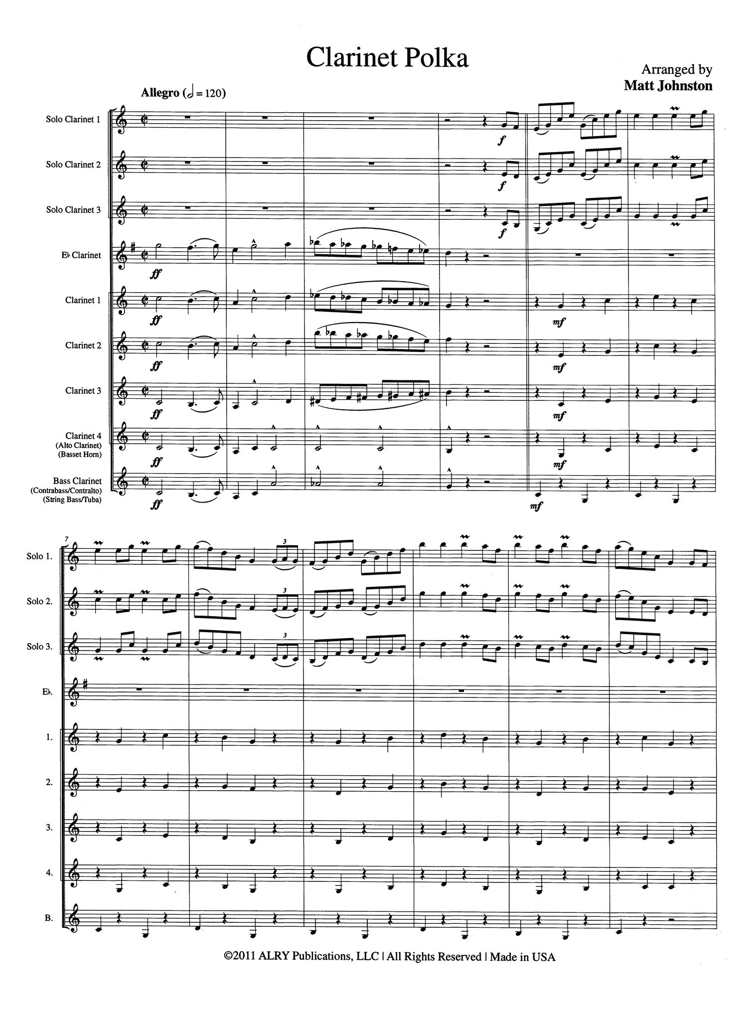 Johnston Clarinet Polka Score