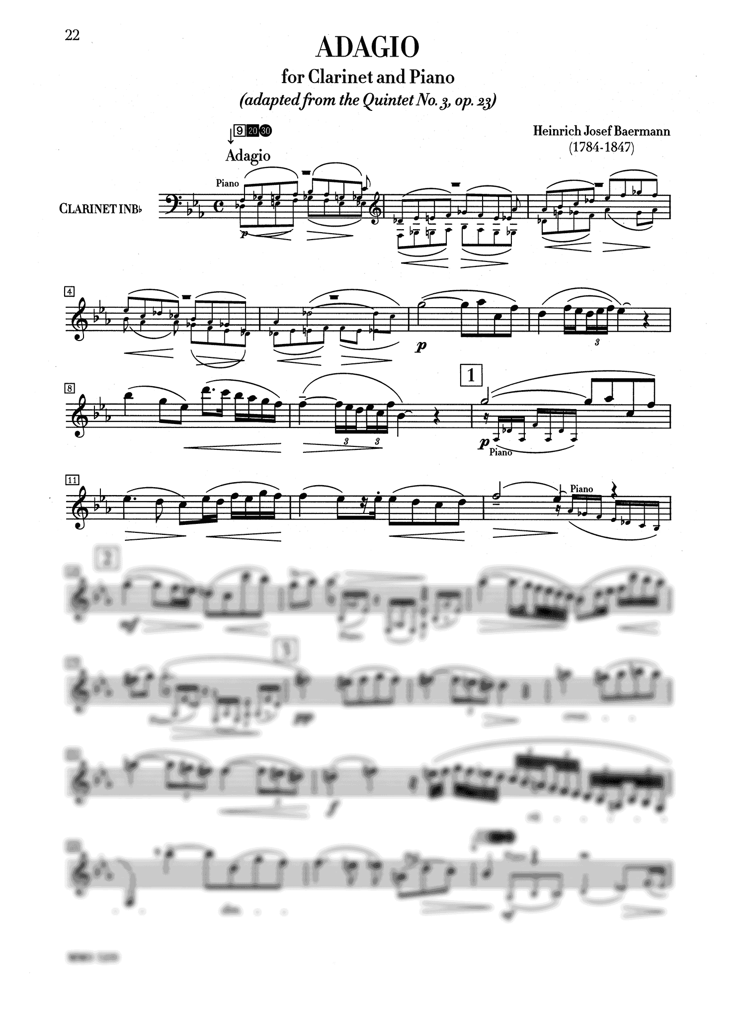 Baermann Adagio Clarinet part