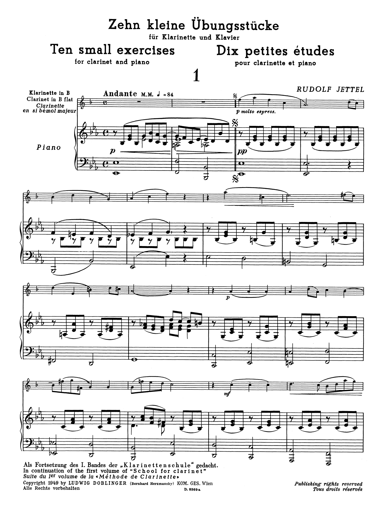 Jettel 10 Klein e Ubunsstuck clarinet piano score page 2