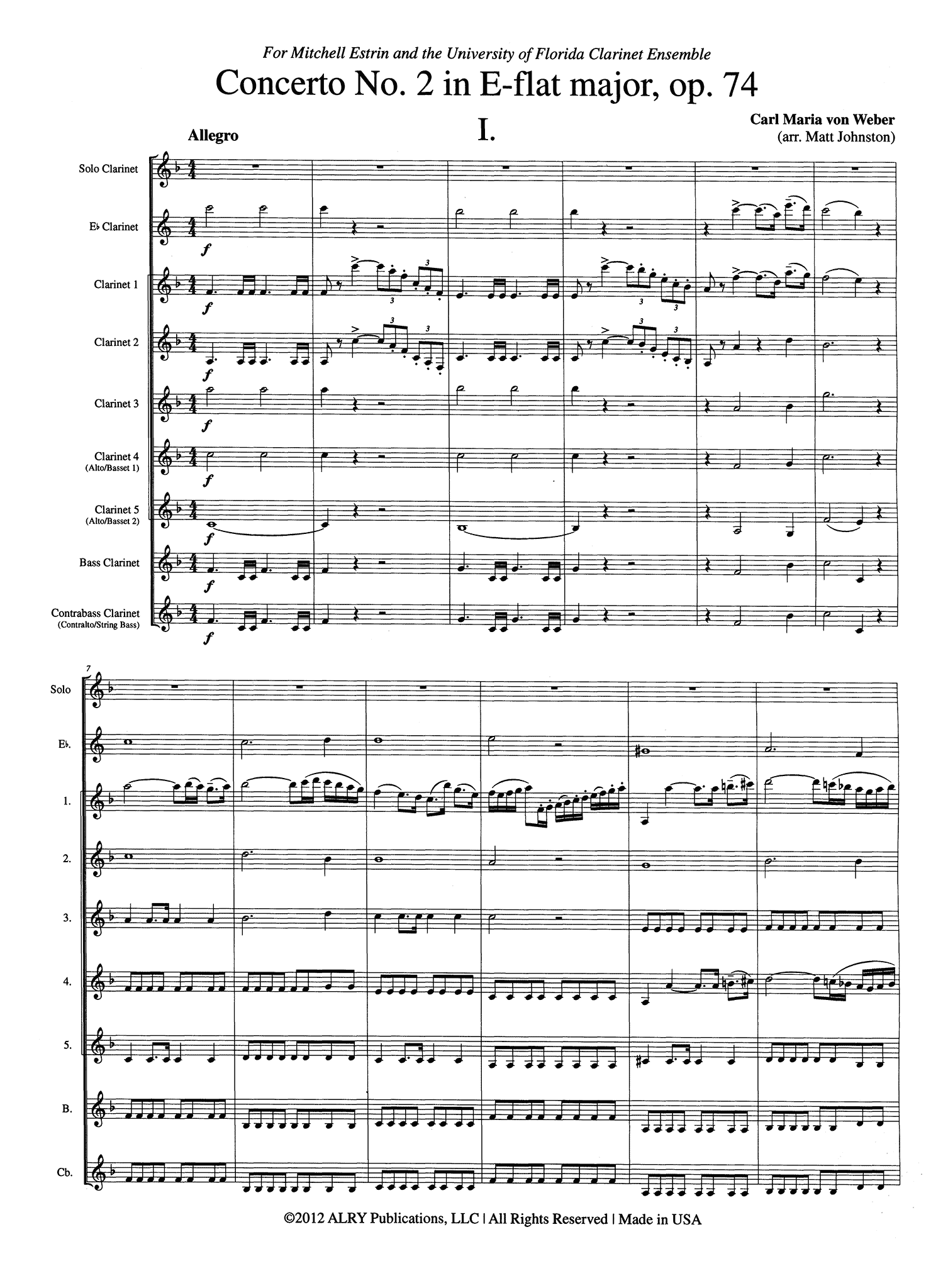 Weber Clarinet Concerto No. 2 for Clarinet Choir - Movement 1