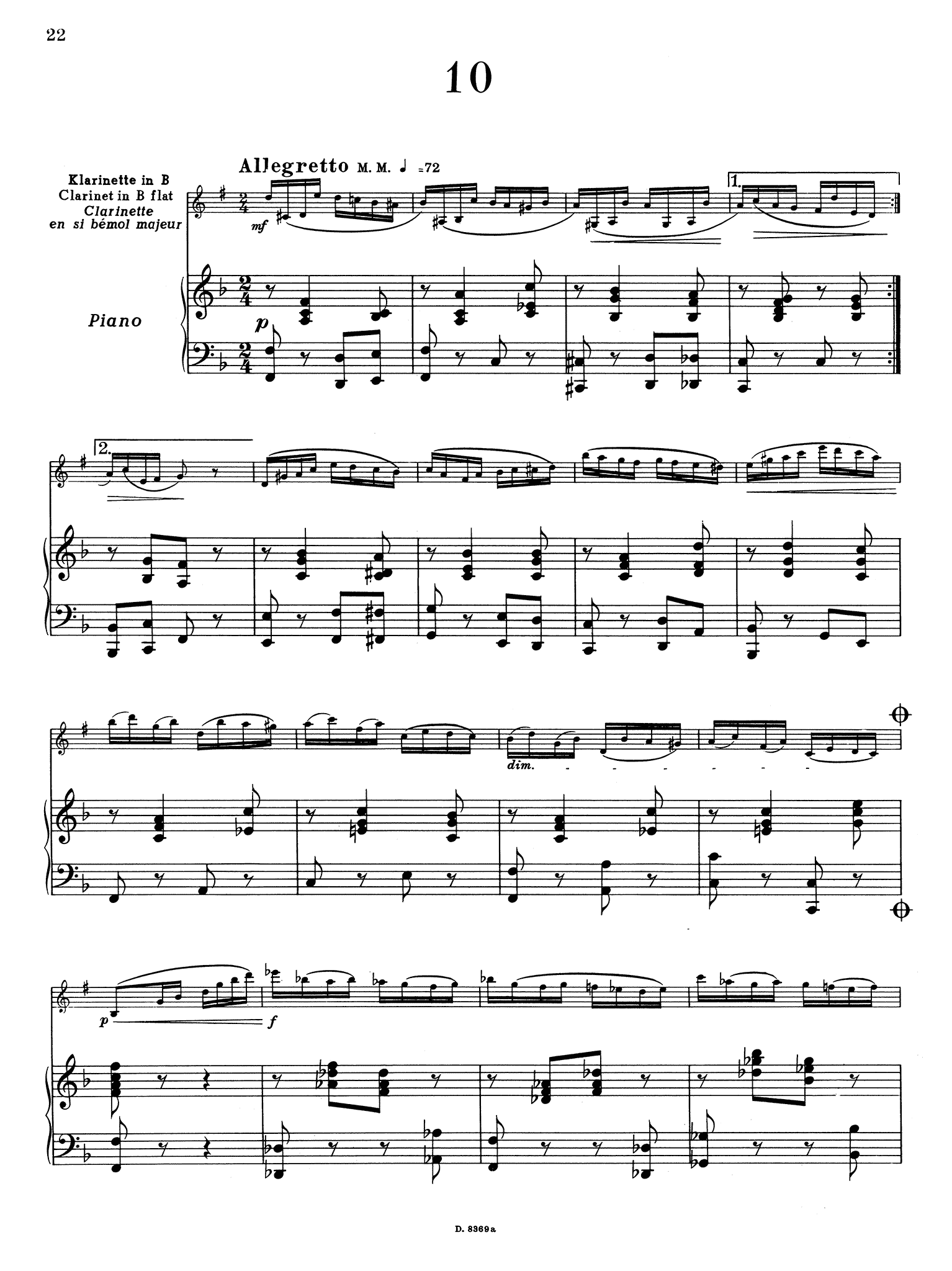 Jettel 10 Klein e Ubunsstuck clarinet piano score page 22