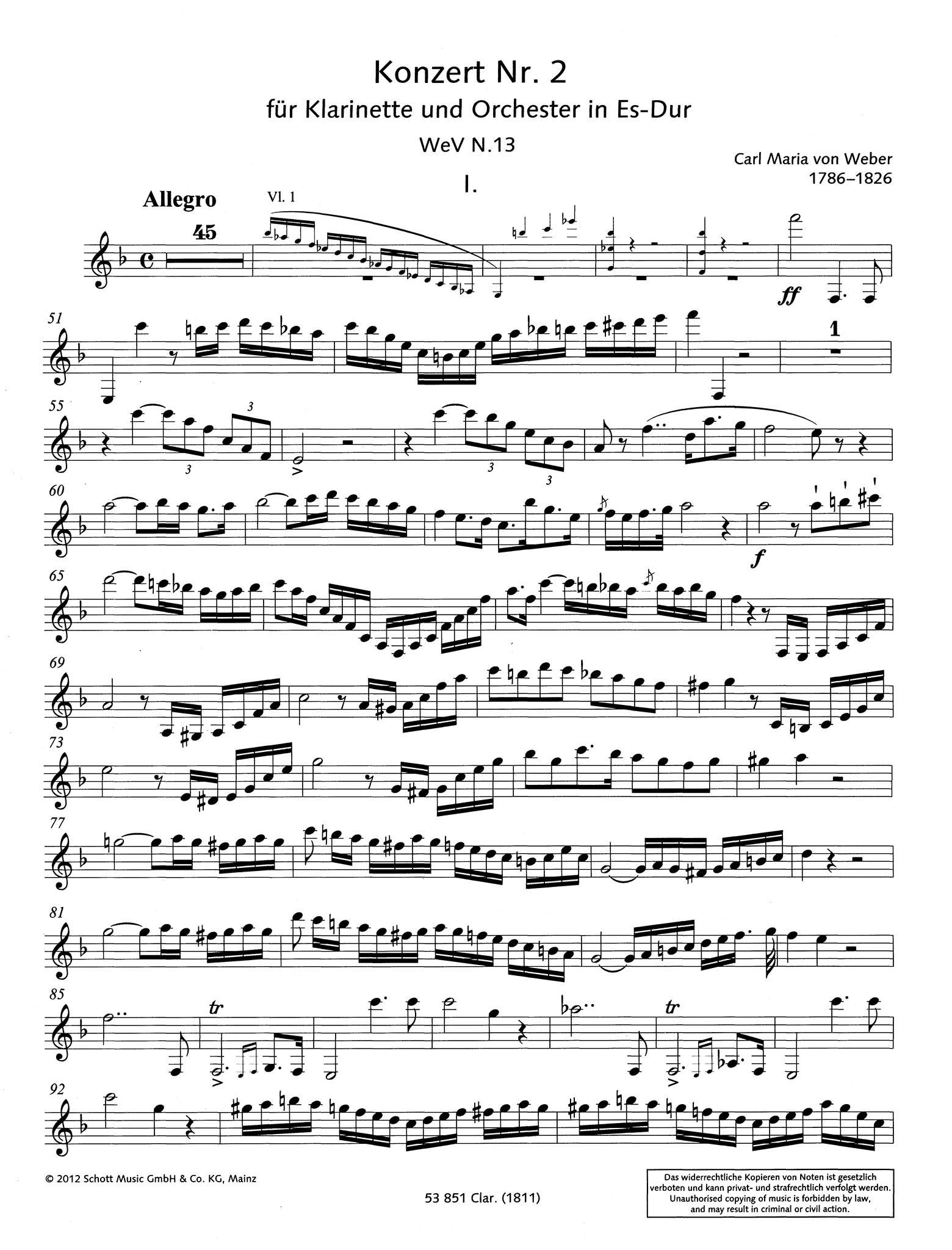 Clarinet Concerto No. 2 in E-flat Major, Op. 74 1811 Clarinet part