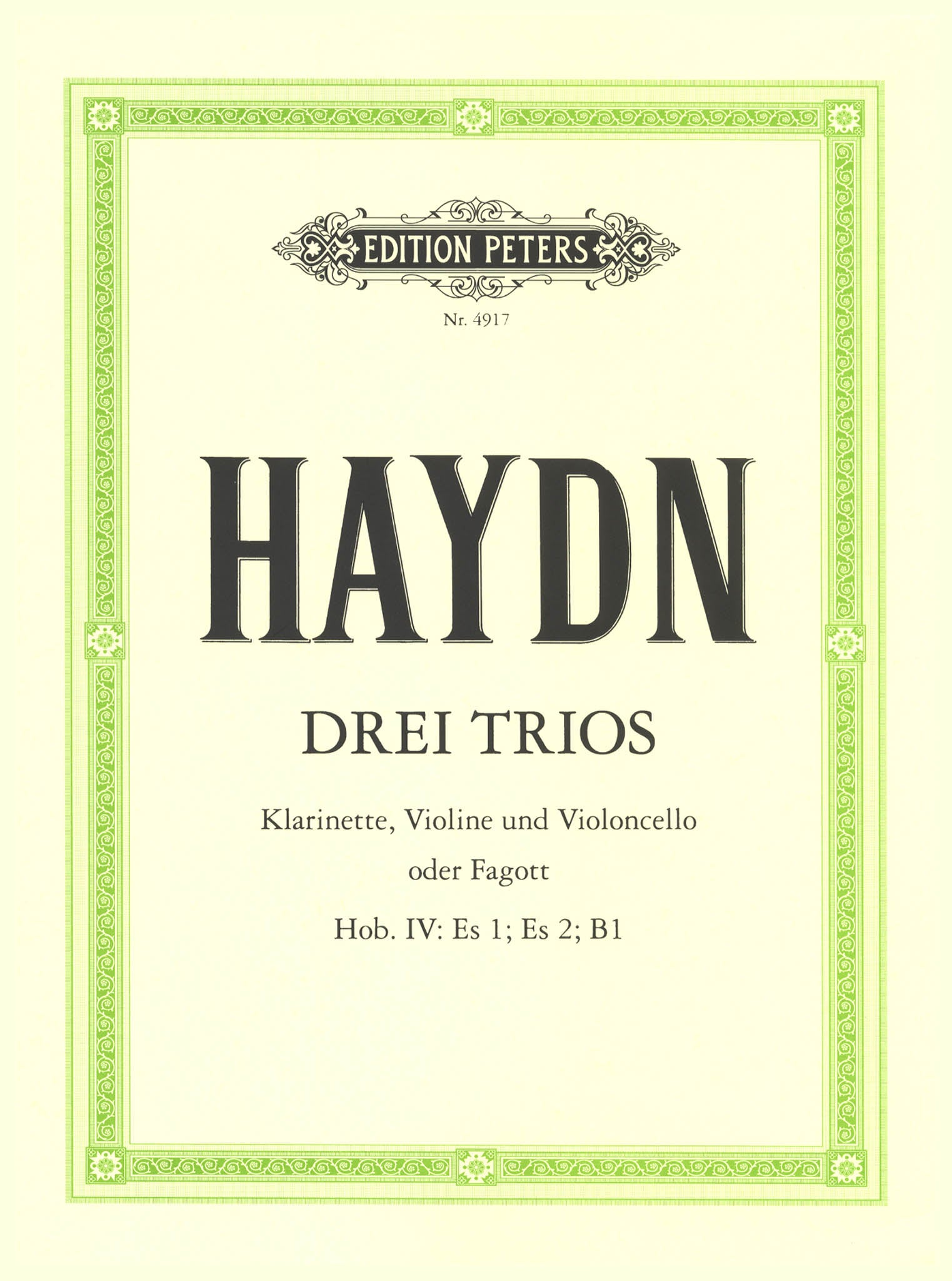 Haydn Clarinet Trio in E-flat Major, Hob. IV: Es2 cover