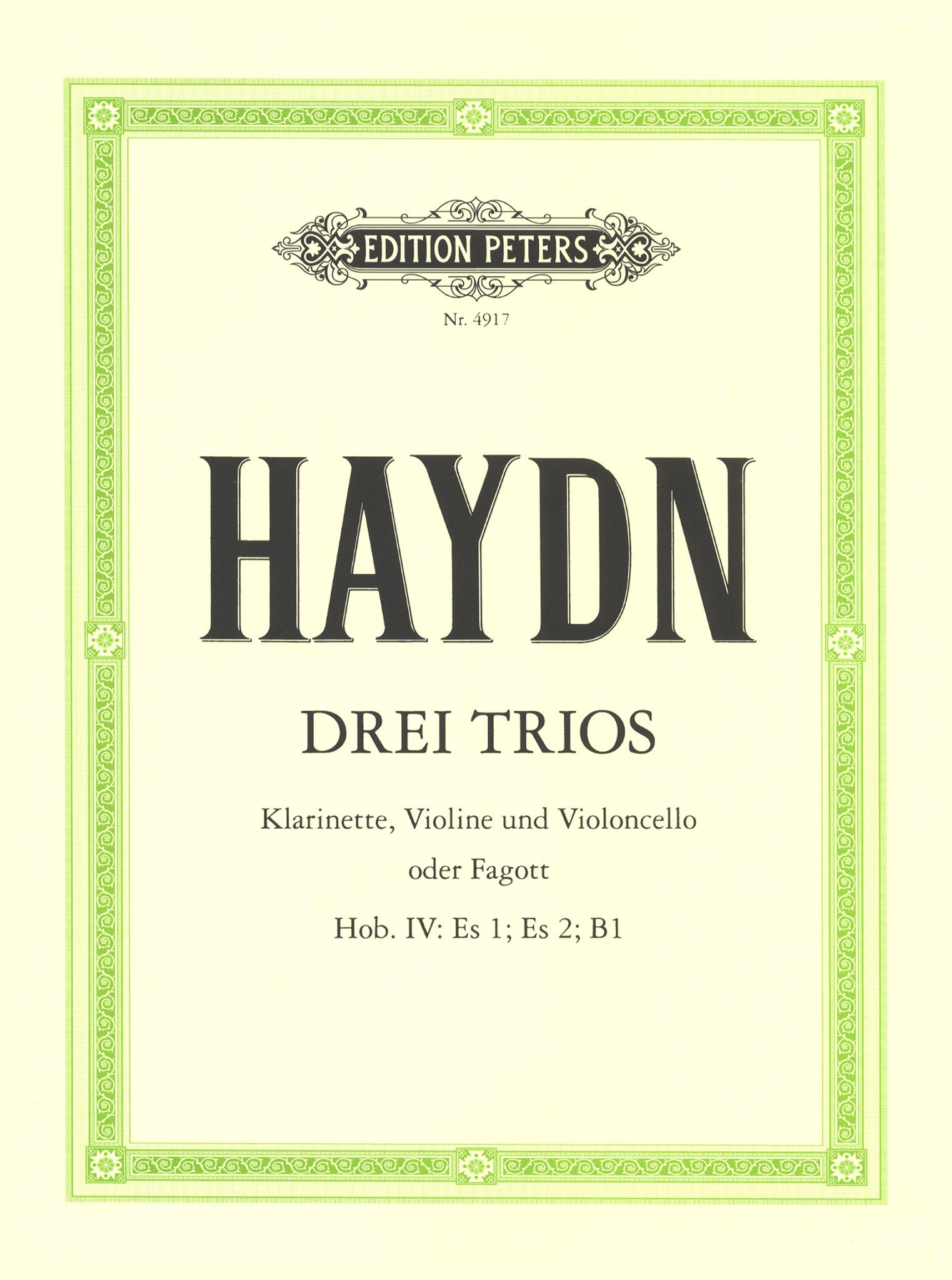 Haydn Three Clarinet Trios, Hob. IV: Es1; Es2; B1 cover