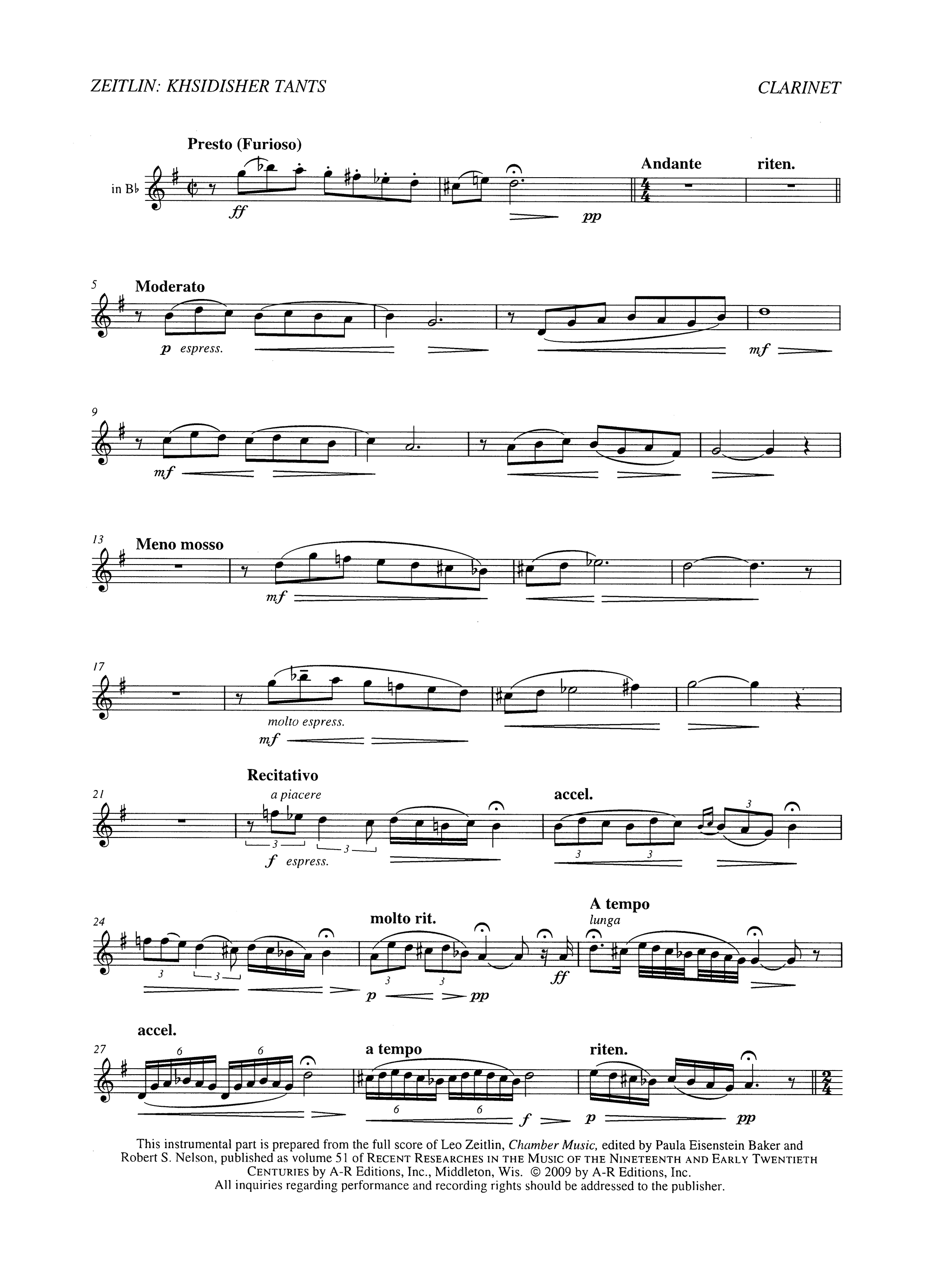 Zeitlin Khsidisher tants clarinet part