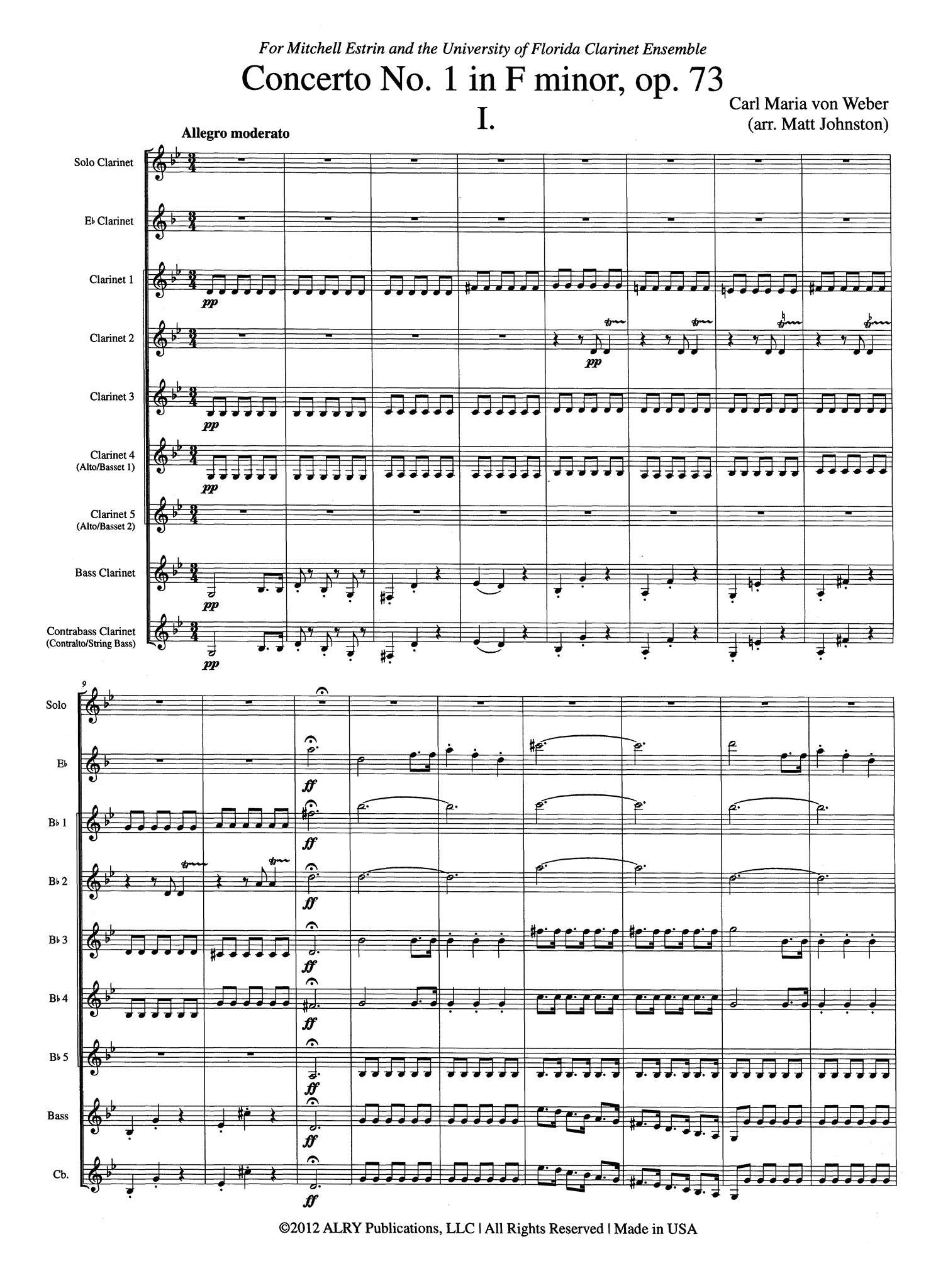Weber Clarinet Concerto No. 1 for Clarinet Choir - Movement 1