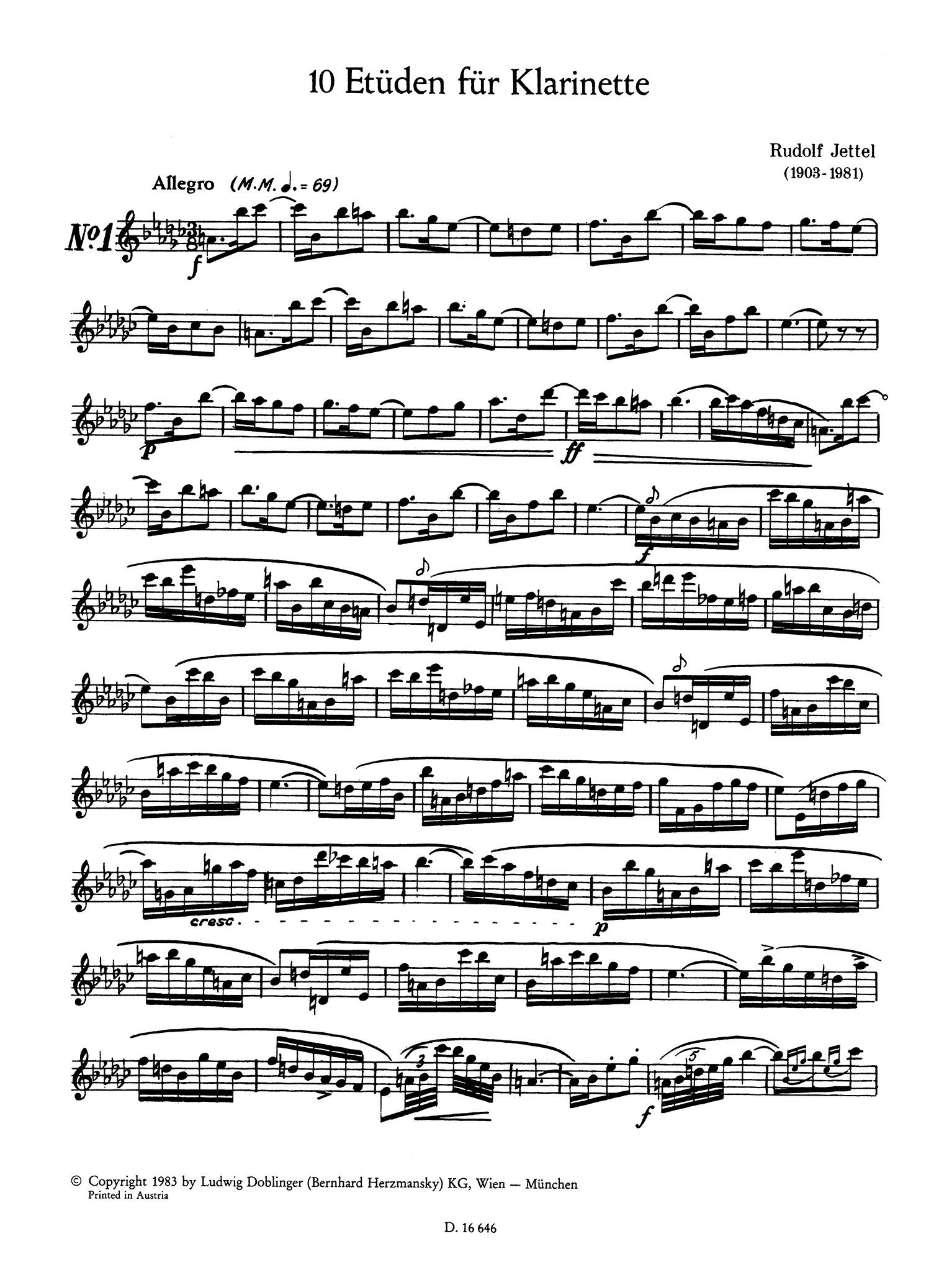 Jettel 10 Clarinet Études for Virtuoso Technique Page 3