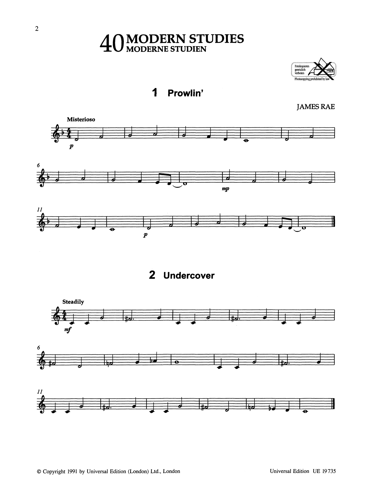James Rae 40 Modern Clarinet Studies Page 2