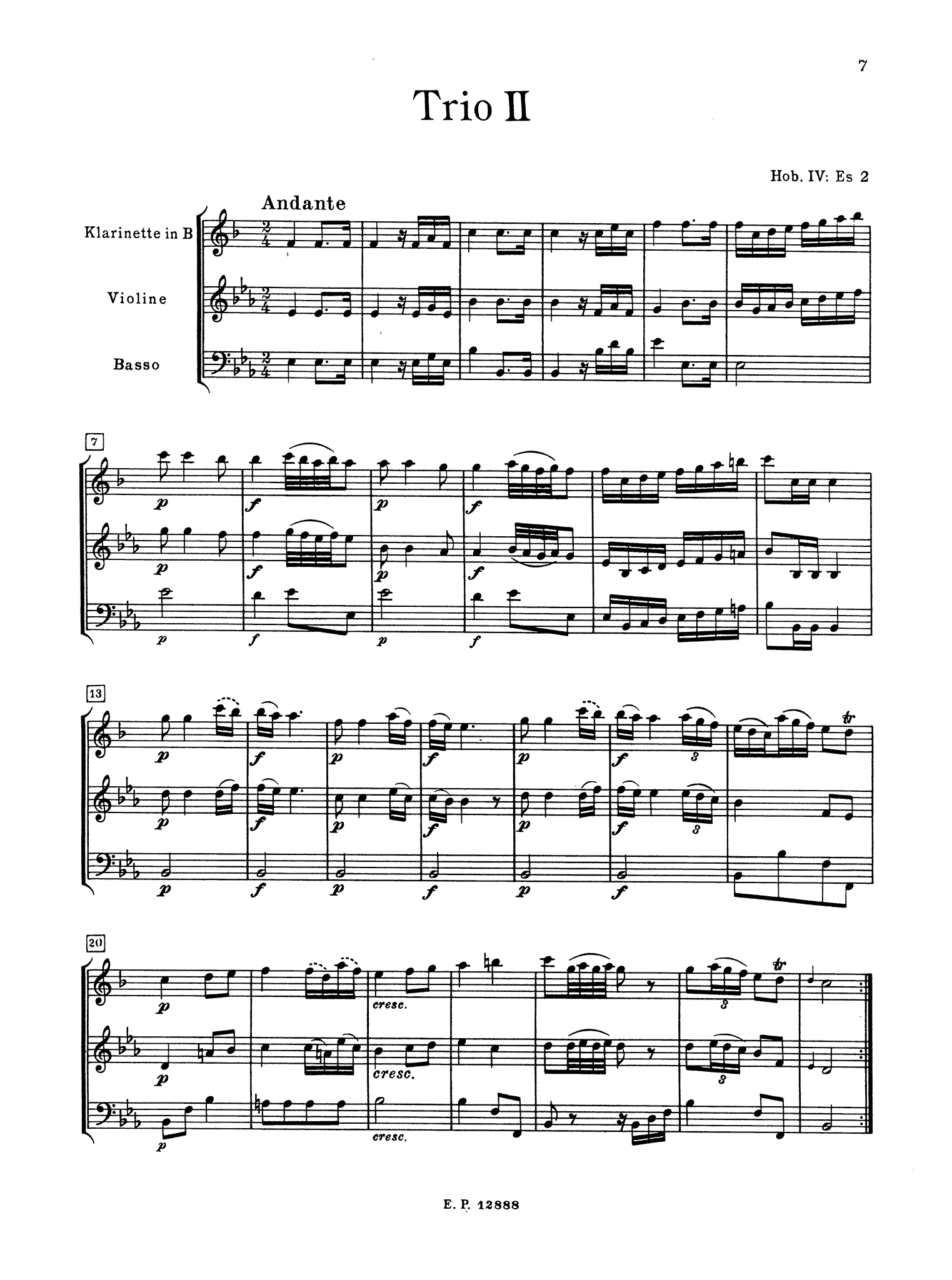 Haydn Clarinet Trio in E-flat Major, Hob. IV: Es2 - Movement 1
